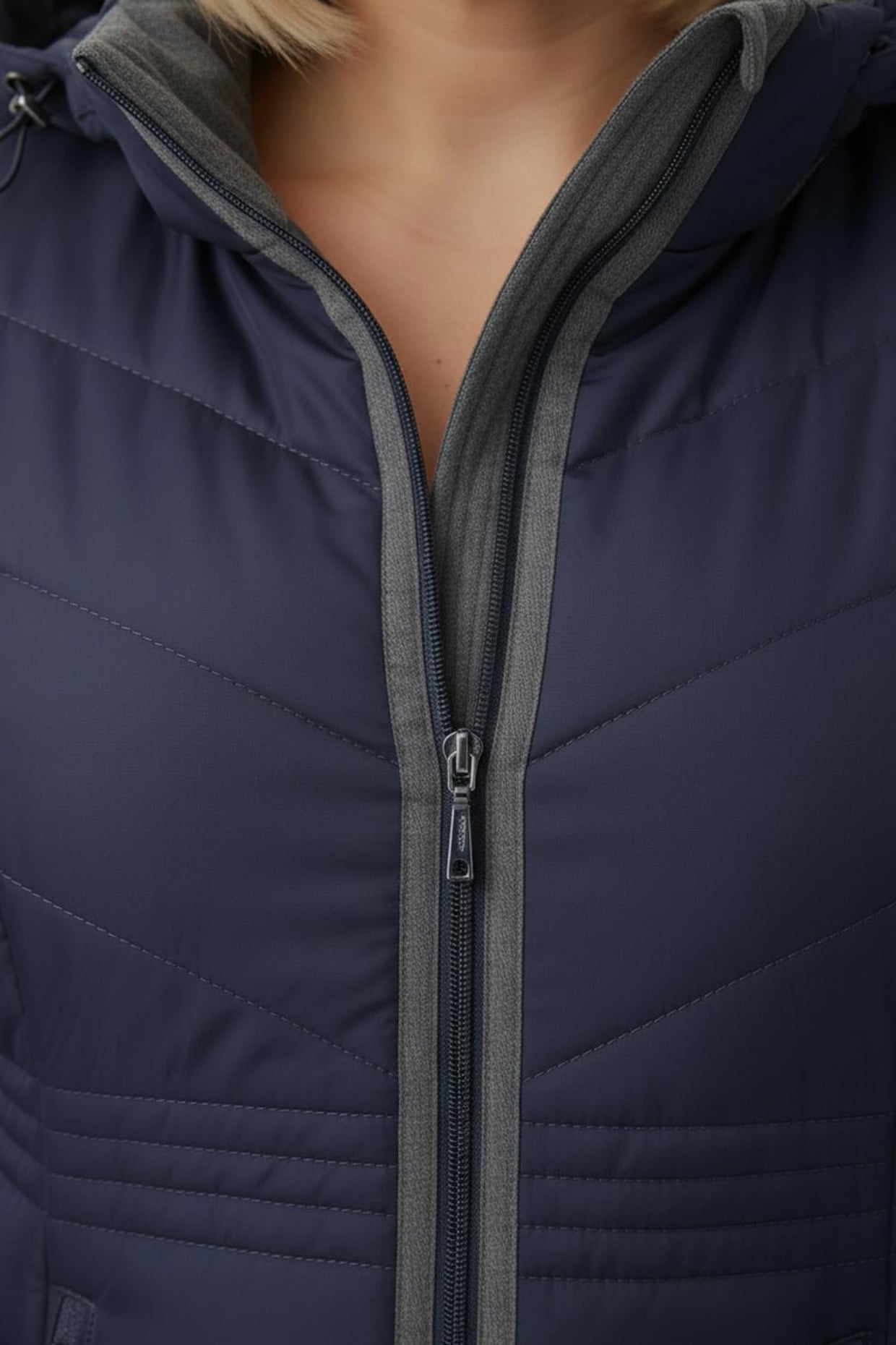 Steppjacke mit Flanell-Details - marine