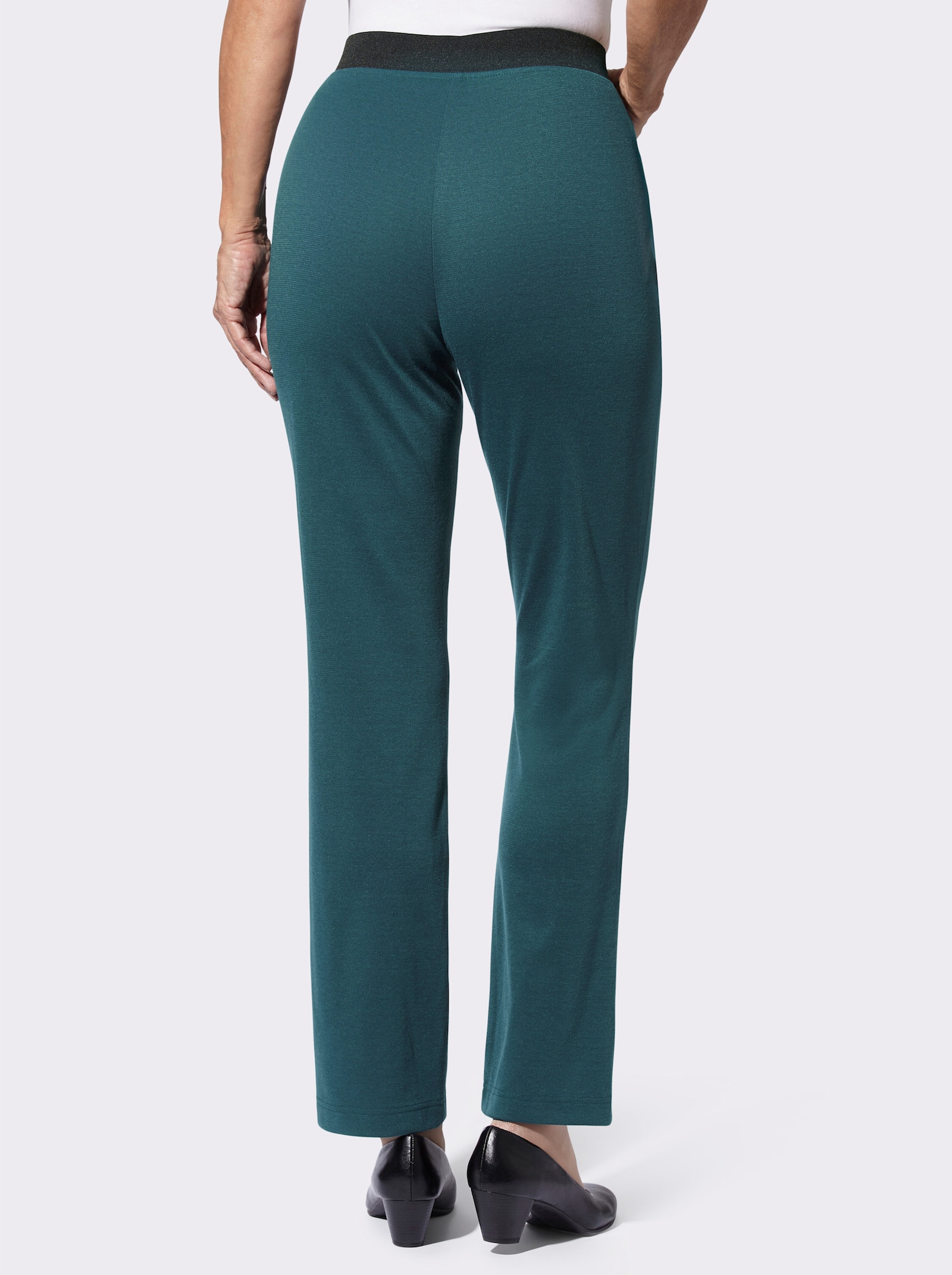 Jerseybroek met comfortband rondom - petrol + petrol/zwart geruit