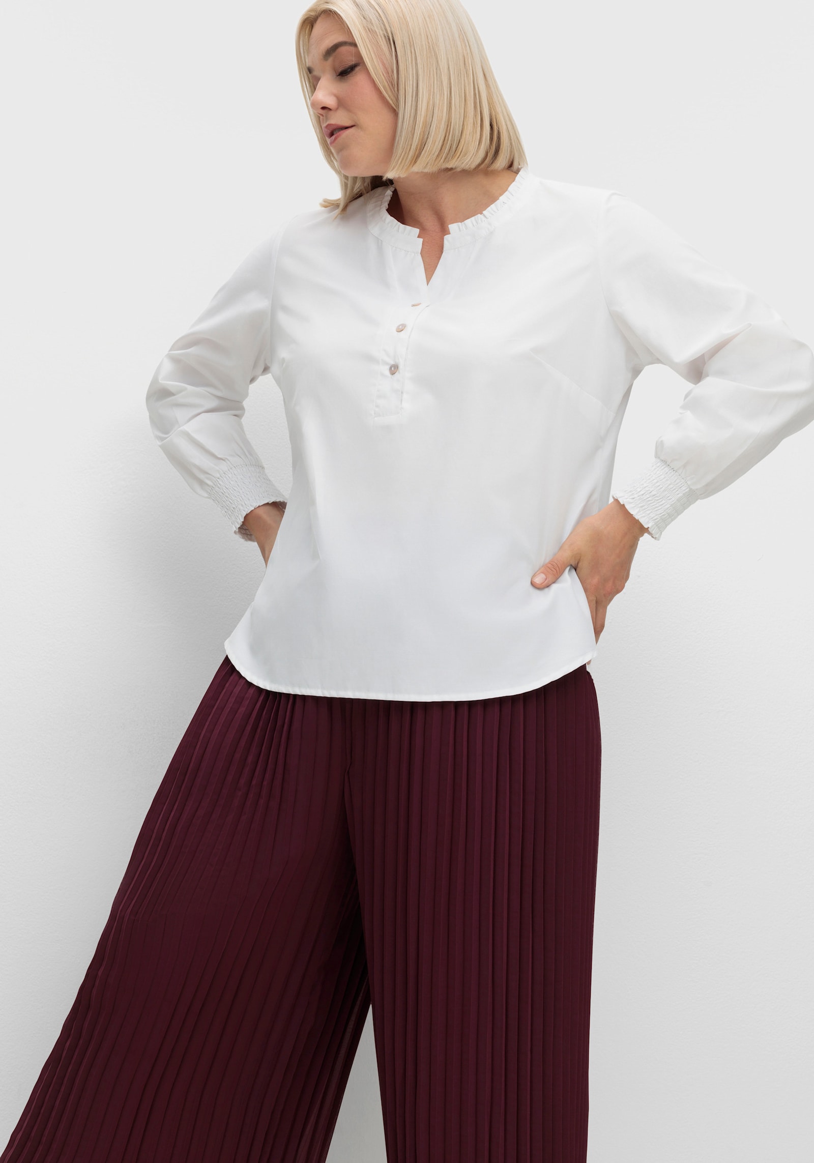 Schlupfhose in Plissee-Qualität - burgund