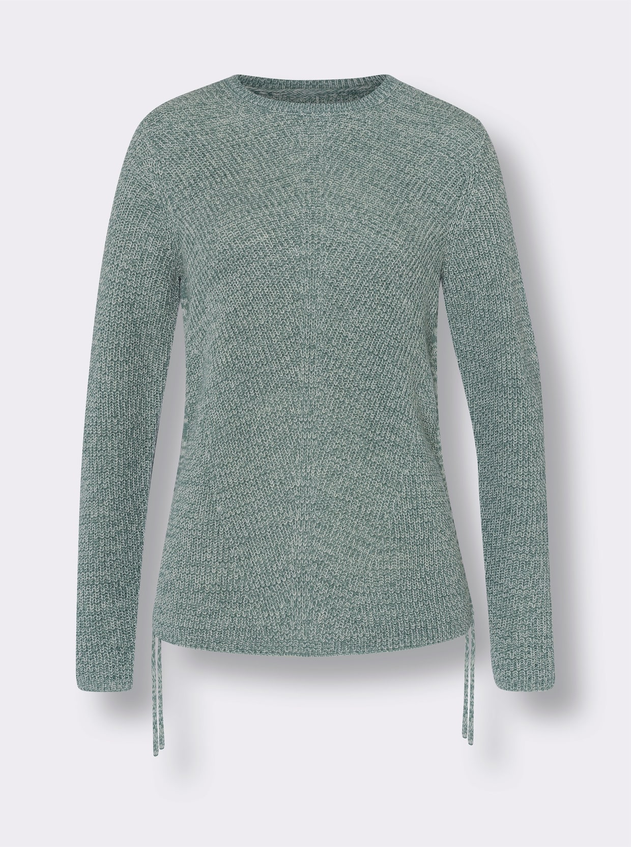 Gebreide pullover - jade/ecru gemêleerd