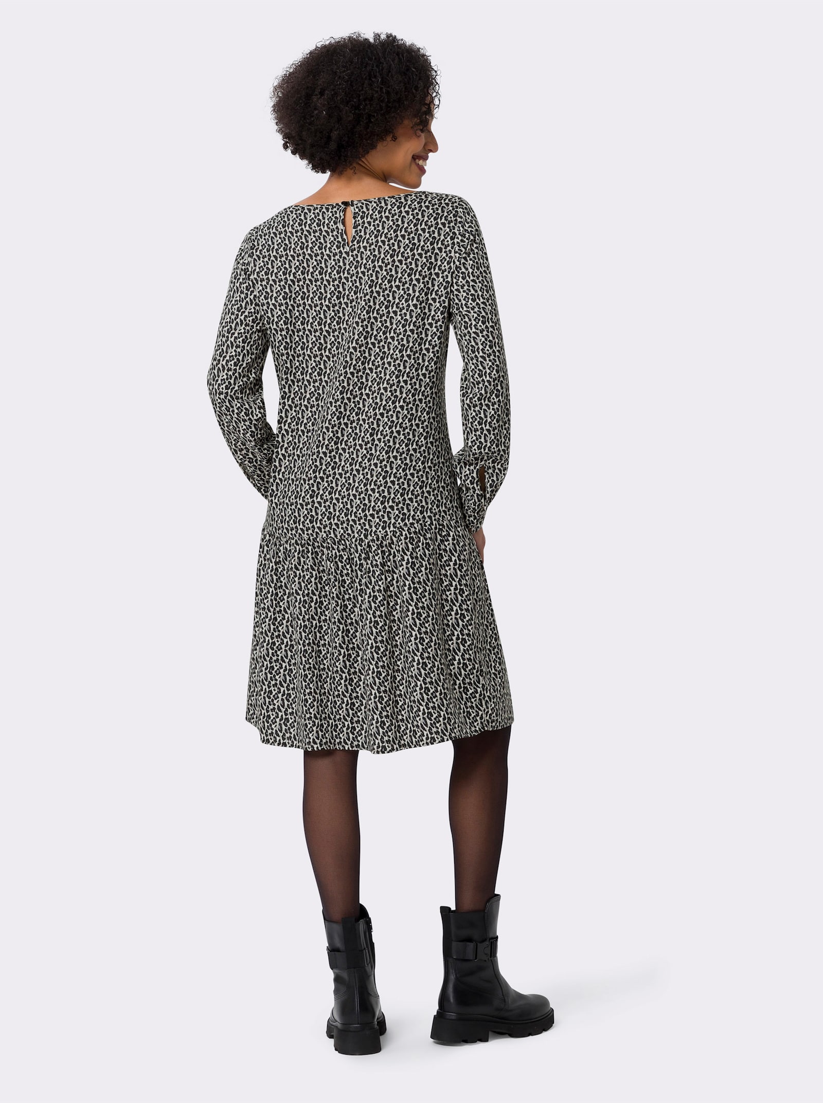 heine Druckkleid aus reiner Viskose - schwarz-champagner-bedruckt