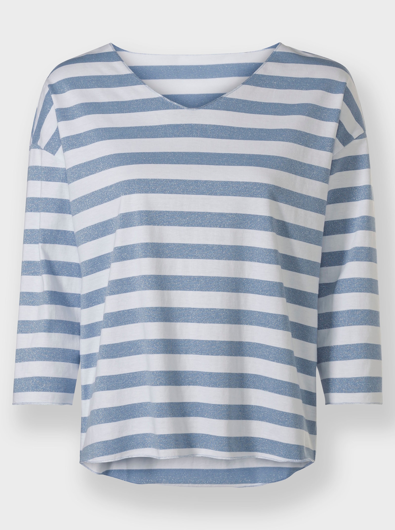 heine Gestreept shirt met glanzend effectgaren - bleu/wit gestreept