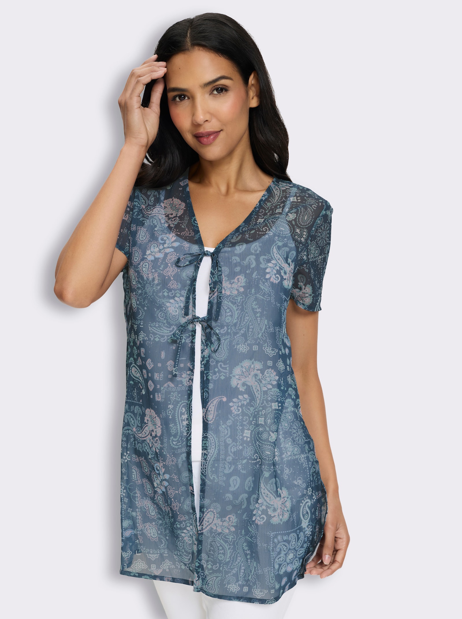 Tunika mit Paisley-Muster - jade-dunkelblau-bedruckt