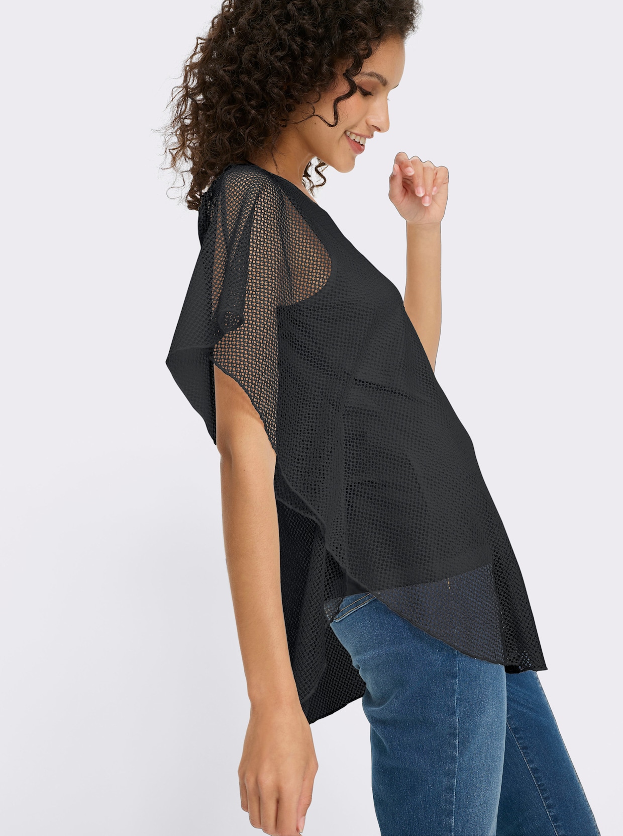 heine Kurzarmshirt im Poncho-Stil - schwarz