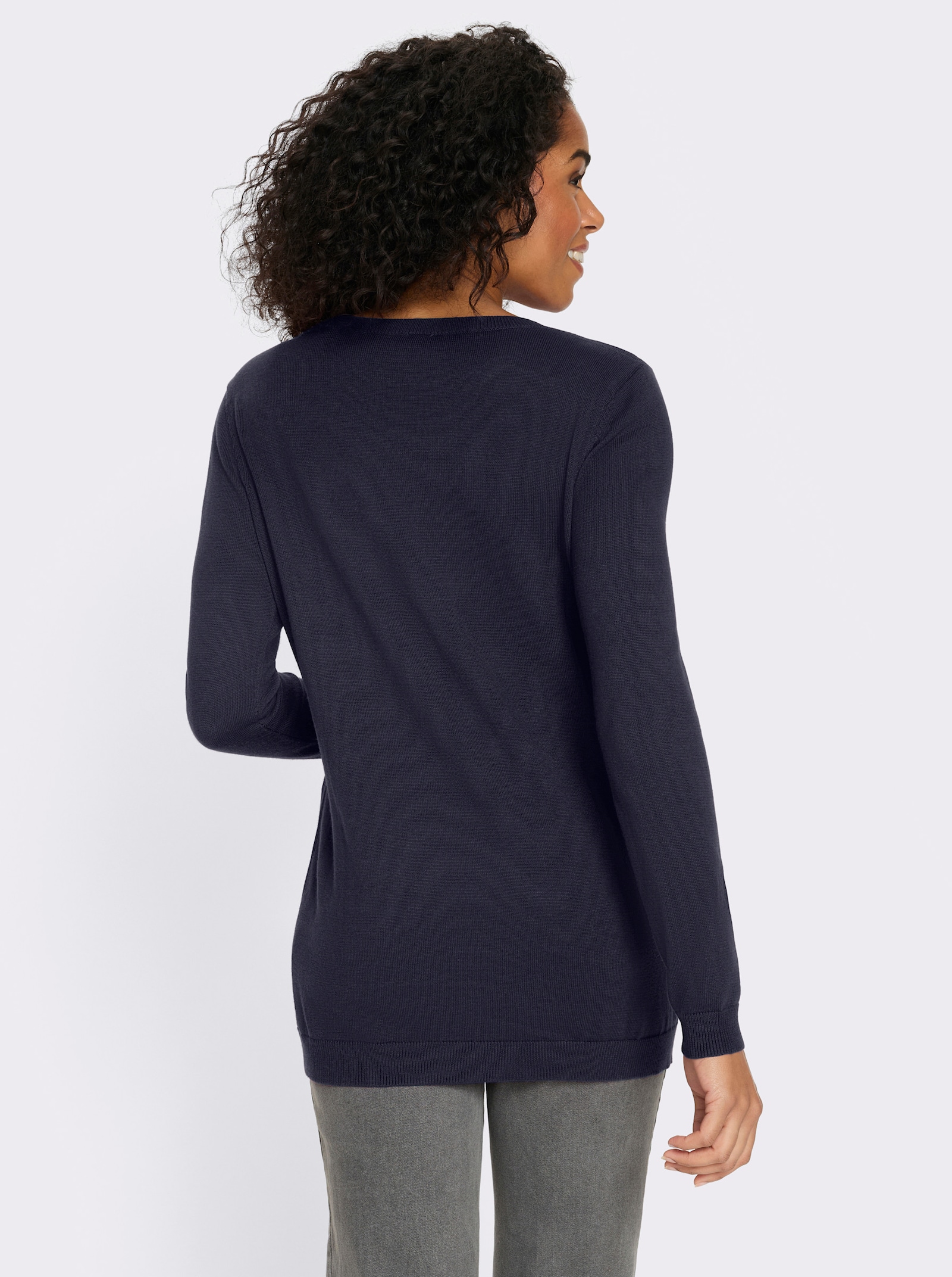 Longpullover mit 50% Baumwolle - marine