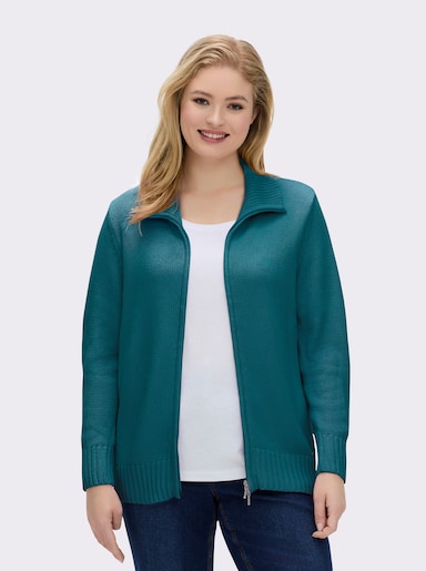 Strickjacke mit 2-Wege-Reißverschluss - petrol