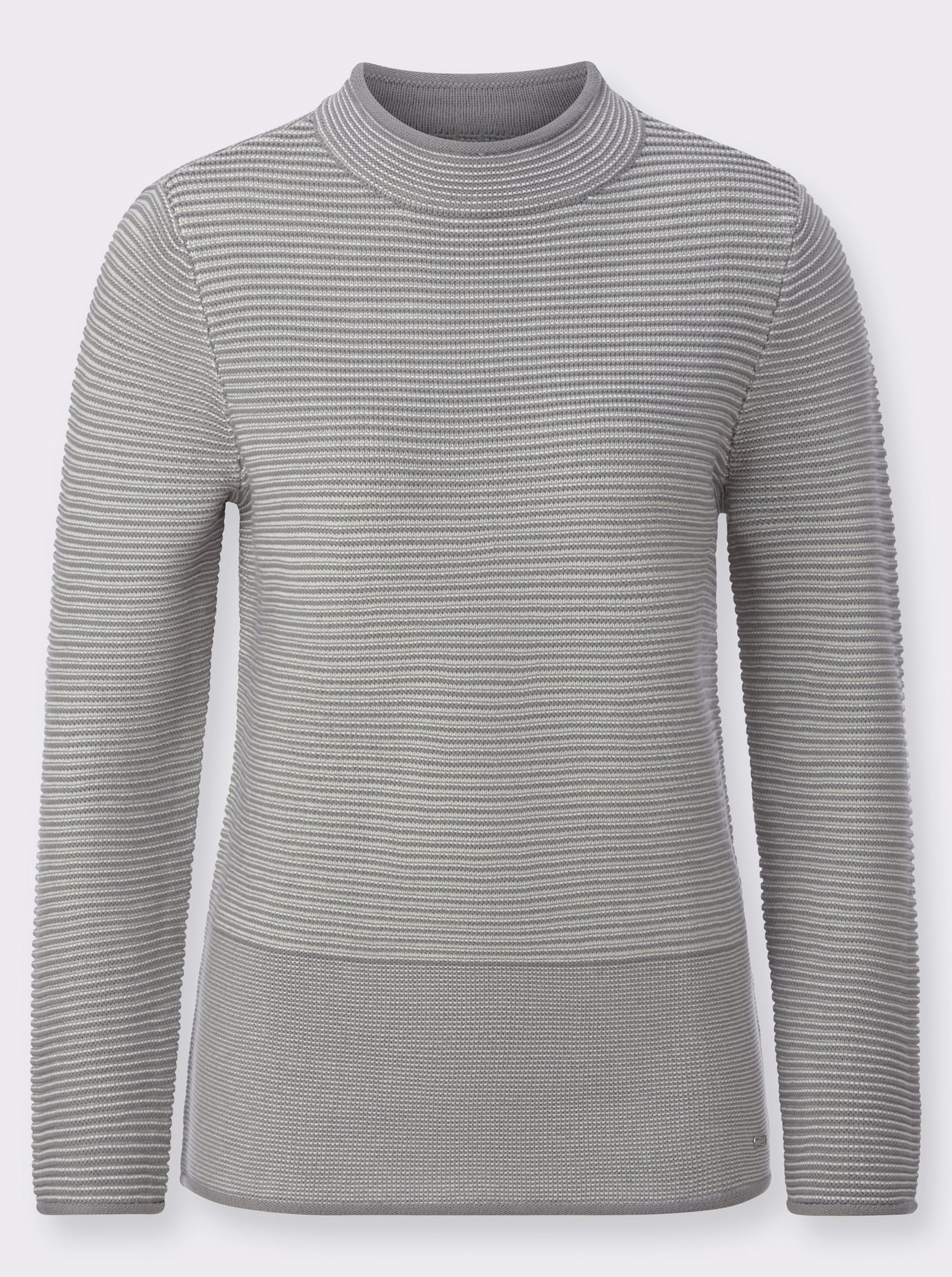 Pull à col montant avec motif tricoté à l'envers - gris-écru à rayures fines