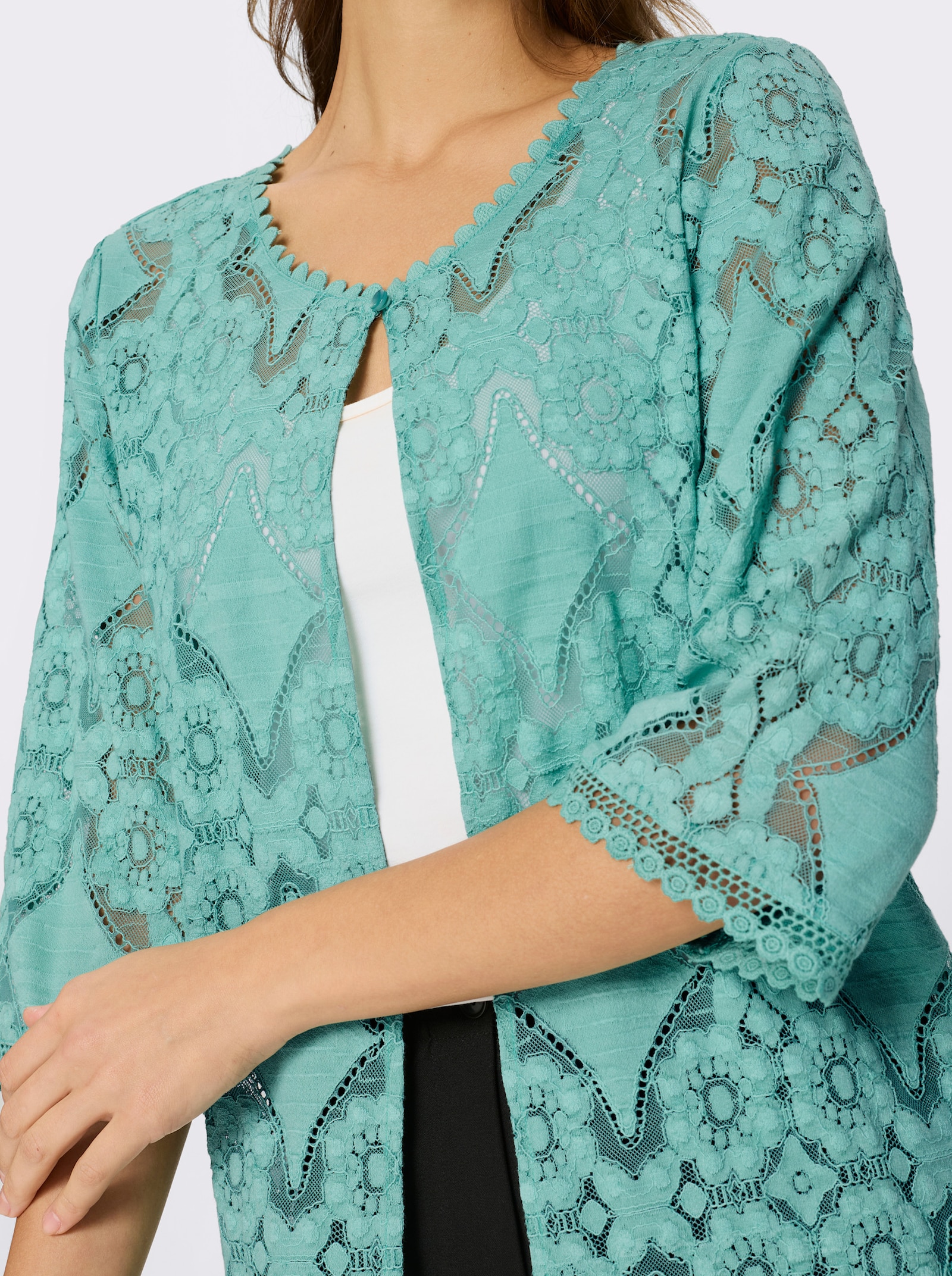 Blusenbolero aus Spitze - salbei