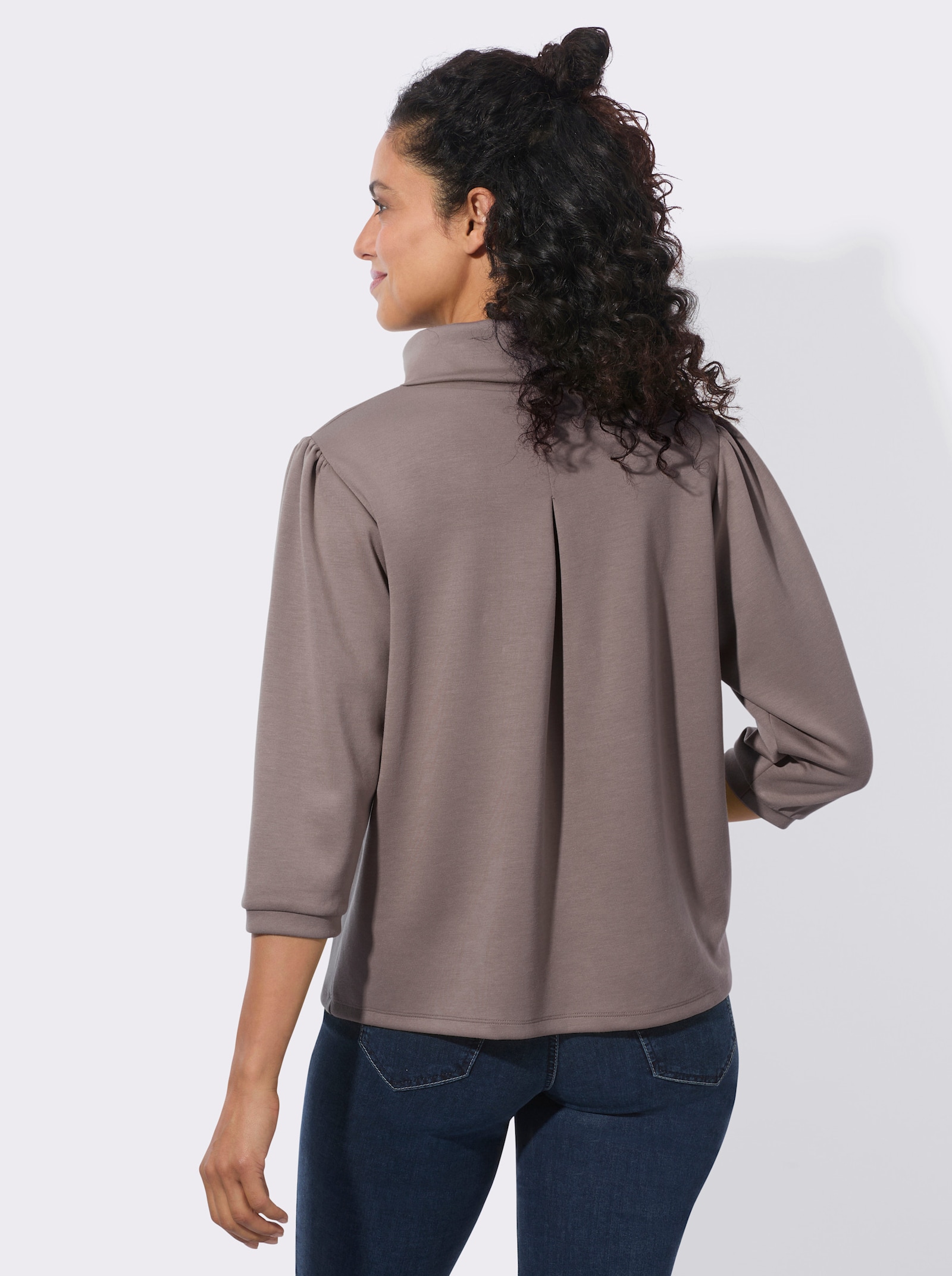  Sweatshirt mit Kellerfalte hinten - dunkeltaupe