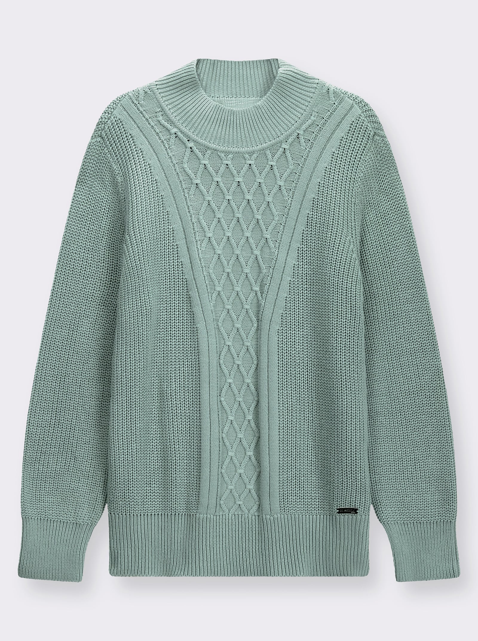 Stehkragenpullover mit Rautenmuster - kalkmint