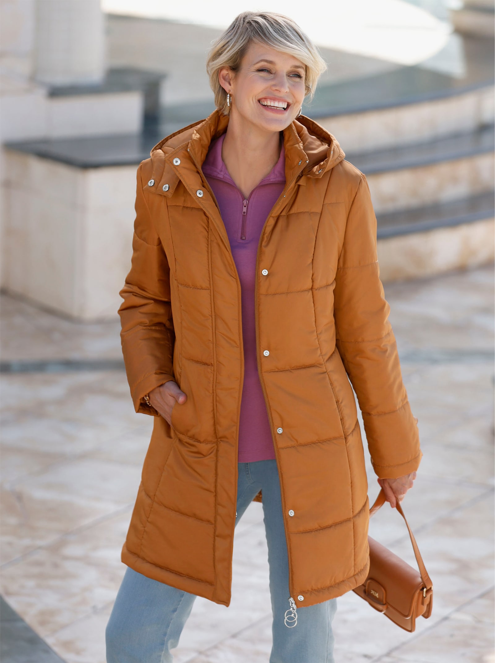 Longjacke in Winter-Qualität - cognac