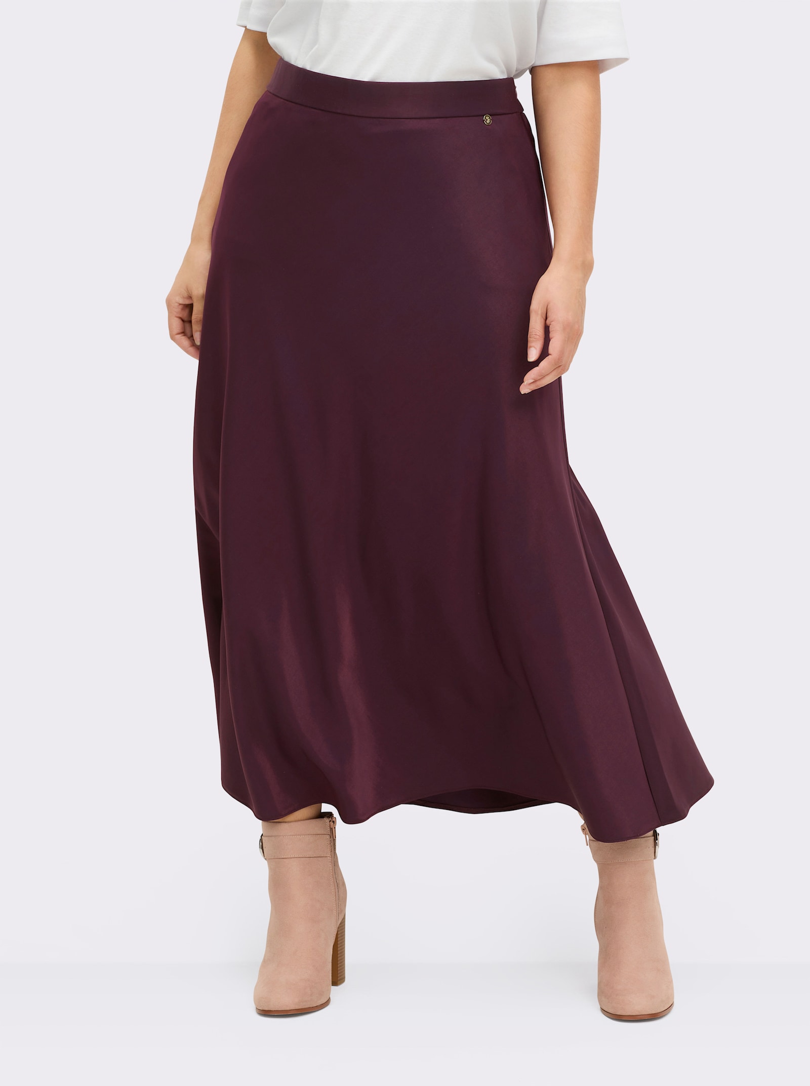sheego Satinrock mit verdecktem Reissverschluss - burgund