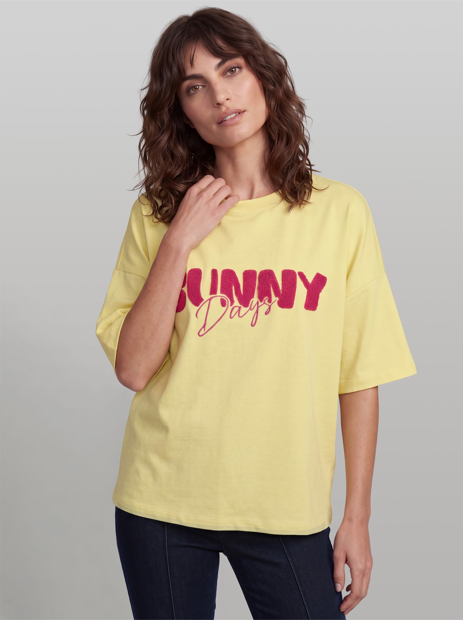 heine Sweatshirt mit Teddy-Schriftzug - zitrone