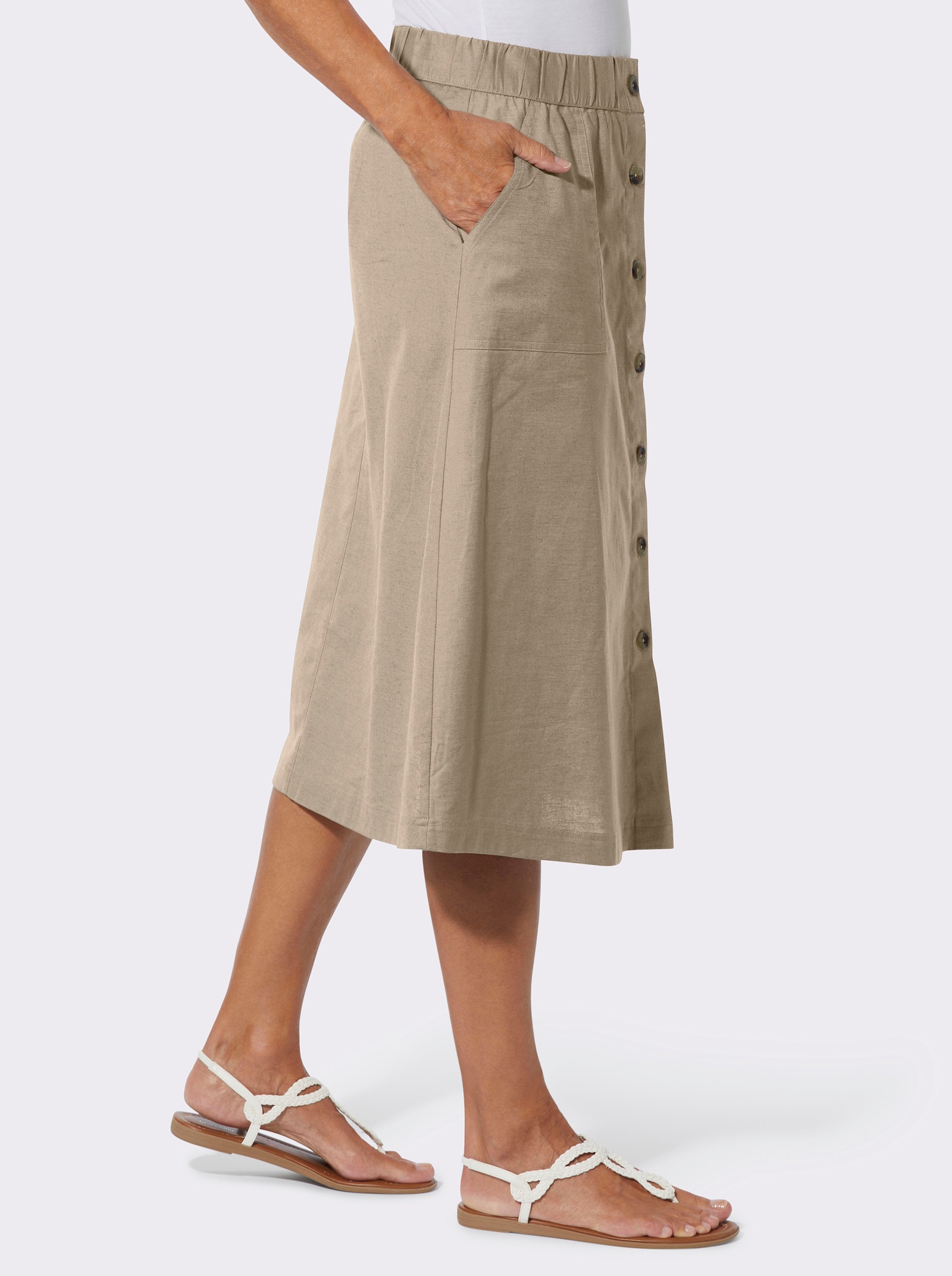 A-Linien-Rock mit Knopfleiste - beige