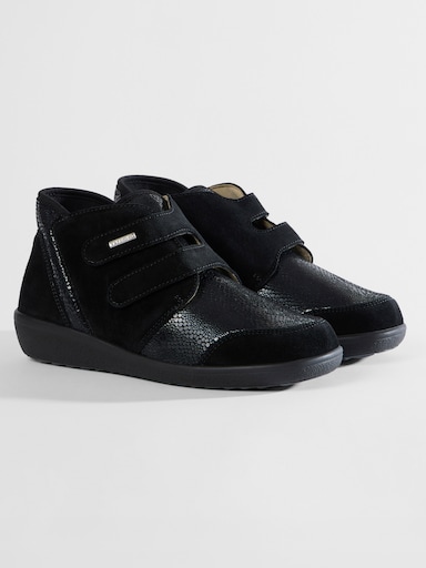 Varomed Stiefelette für kräftige Füße, Klettverschlüsse - schwarz