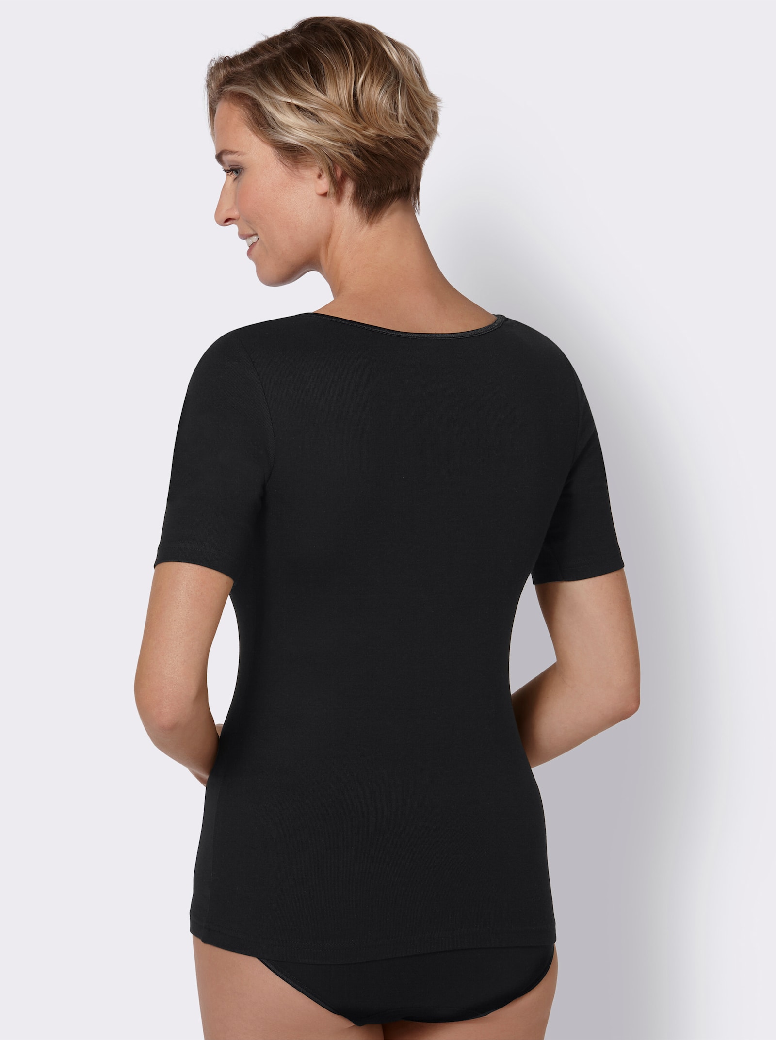 wäschepur Blazershirt mit Blütenspitze - schwarz