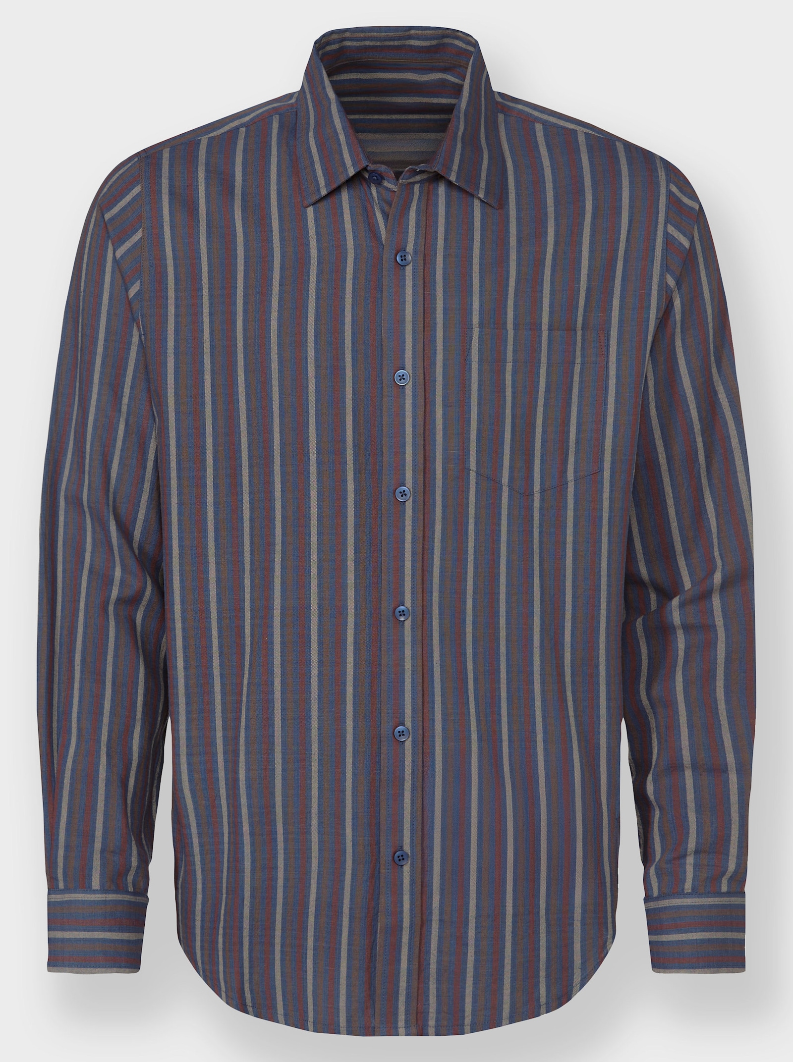 Catamaran Långärmad skjorta med garnfärgat randmönster - rökblå, randig