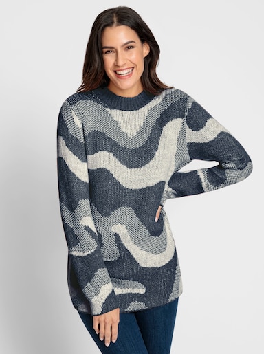 Pullover - rauchblau-gemustert