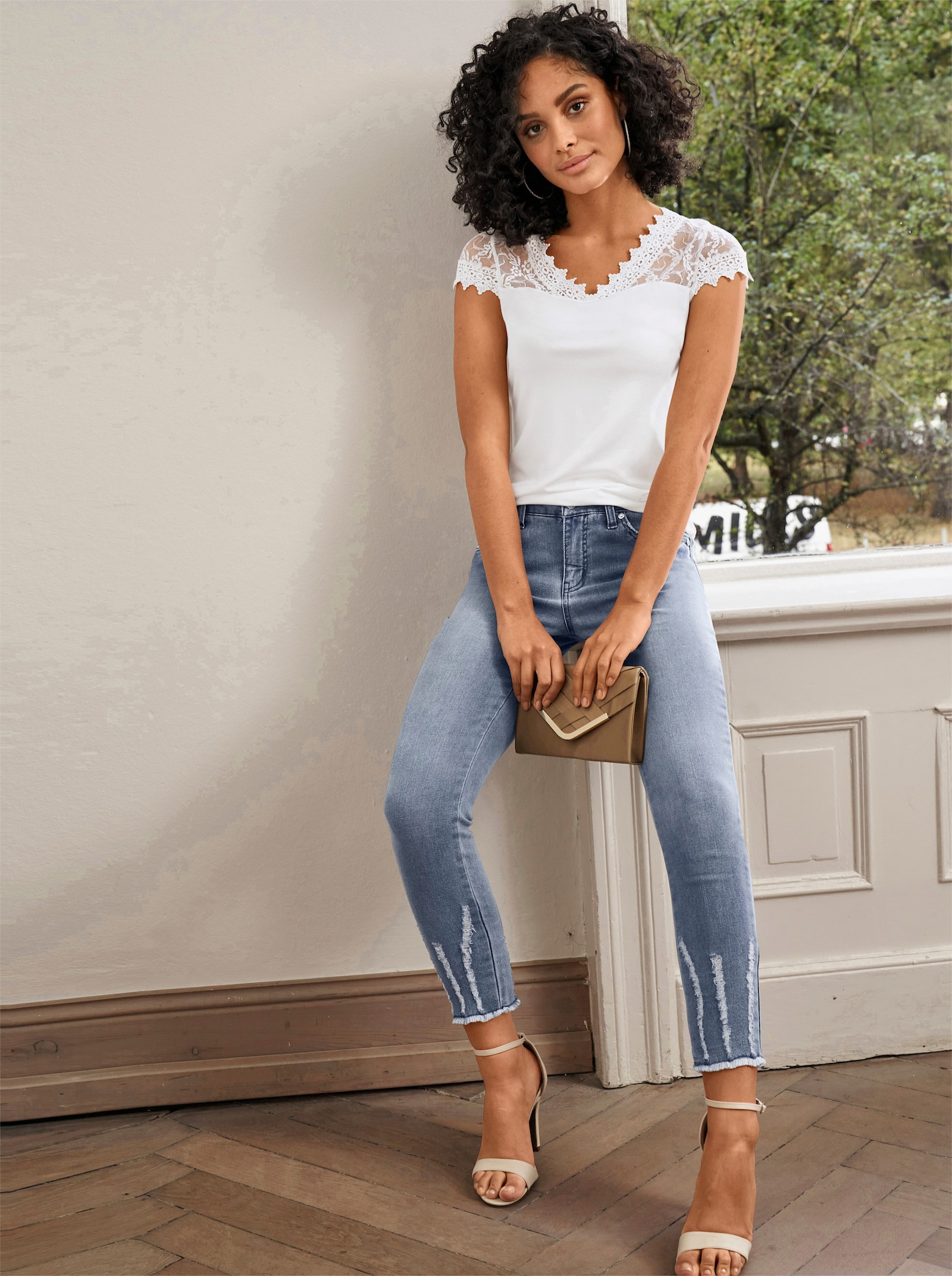 7/8-jeans in destroyed-look - blue-bleached