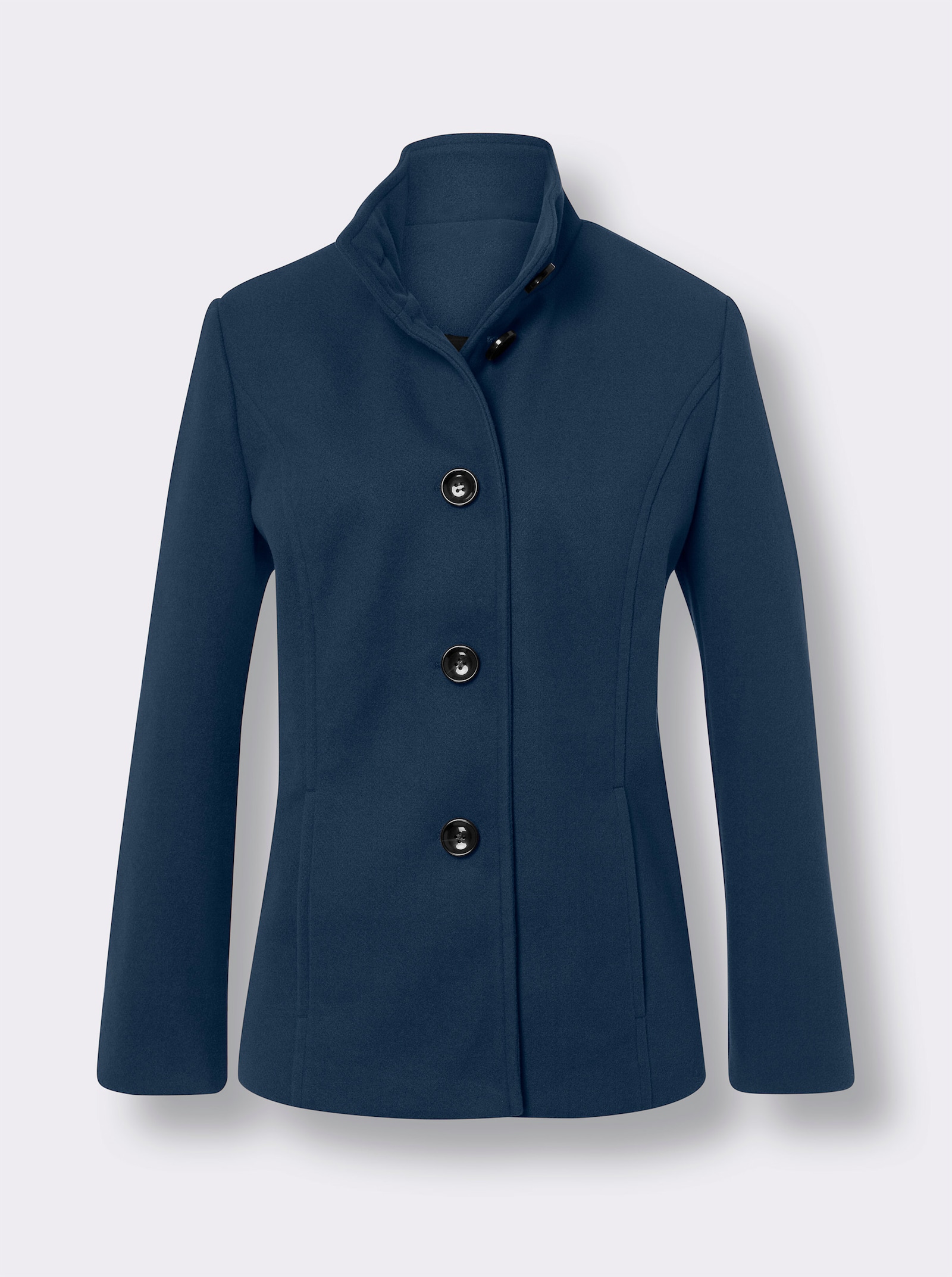 Bunda s ozdobnými knoflíky - kouřová modrá