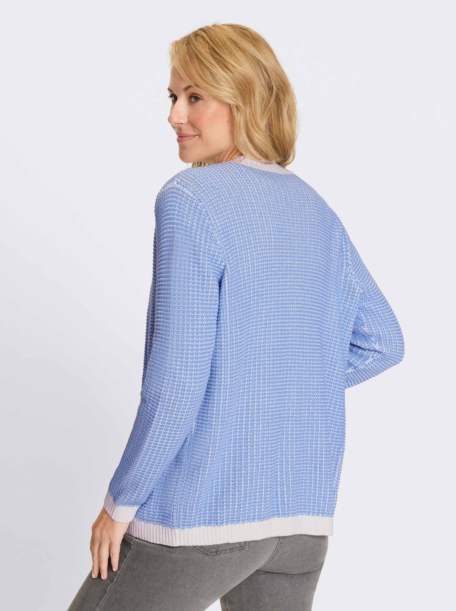 Kardigán s 2-farebným vzorom - Nebesky modro-svetlobéžový vzor