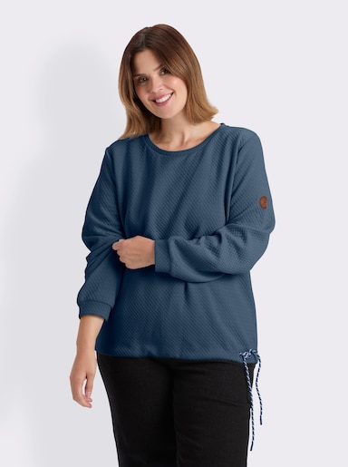 sheego Sweatshirt in strukturierter Optik - rauchblau