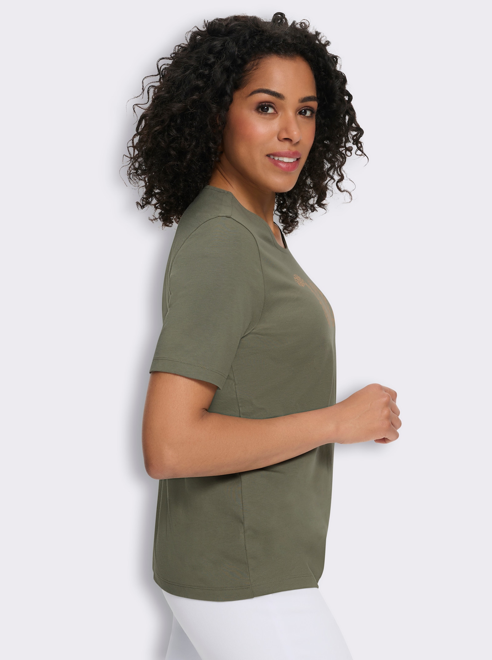 Shirts (2 stuks) - kaki + kaki/rietgroen bedrukt