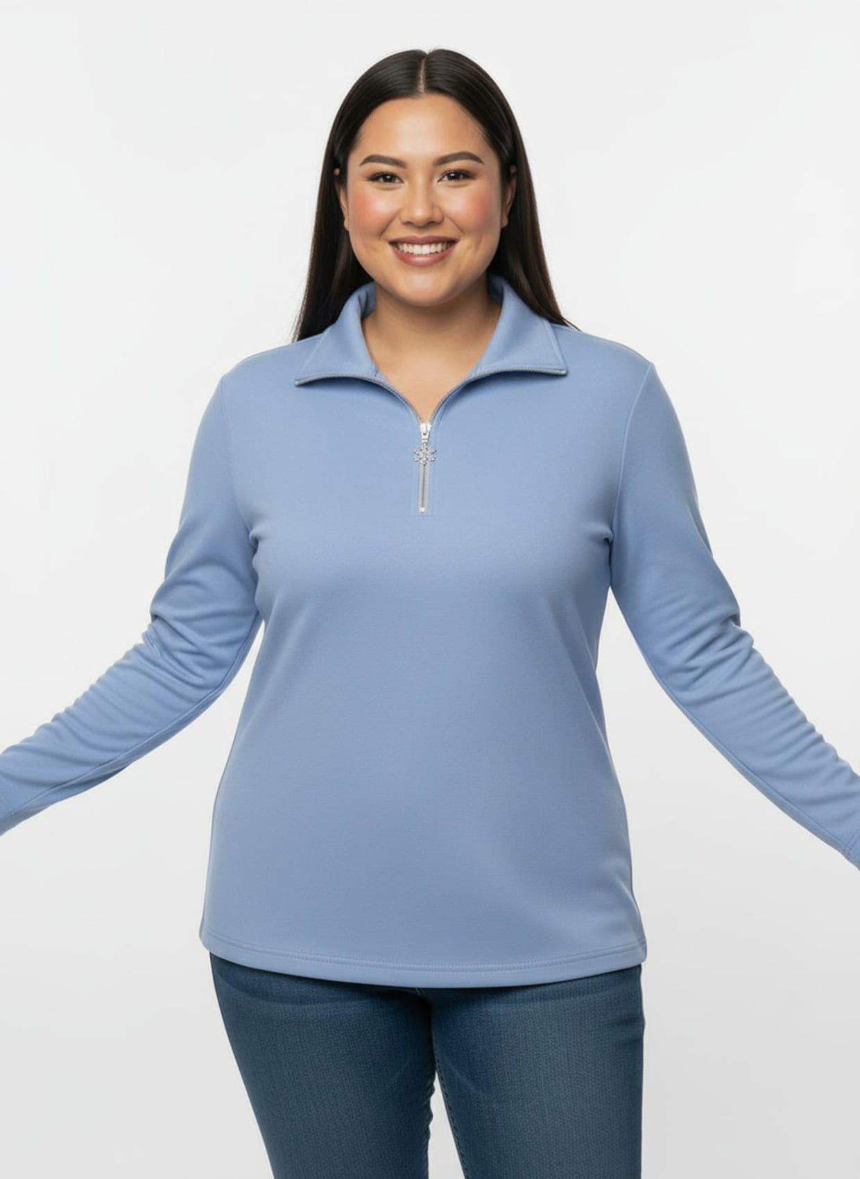 Langarmshirt mit Schneeflocken-Anhänger - bleu