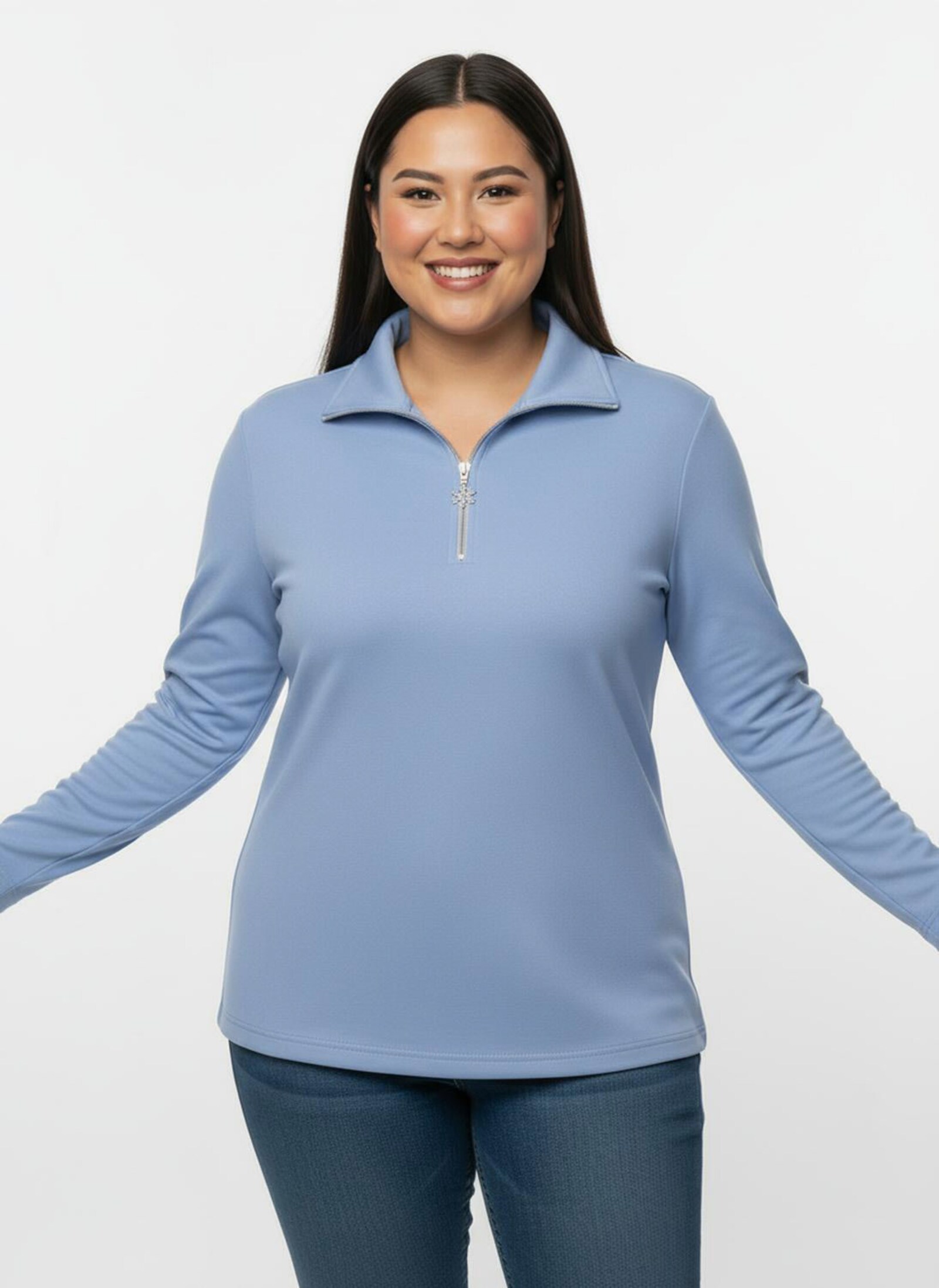 Langarmshirt mit Schneeflocken-Anhänger - bleu