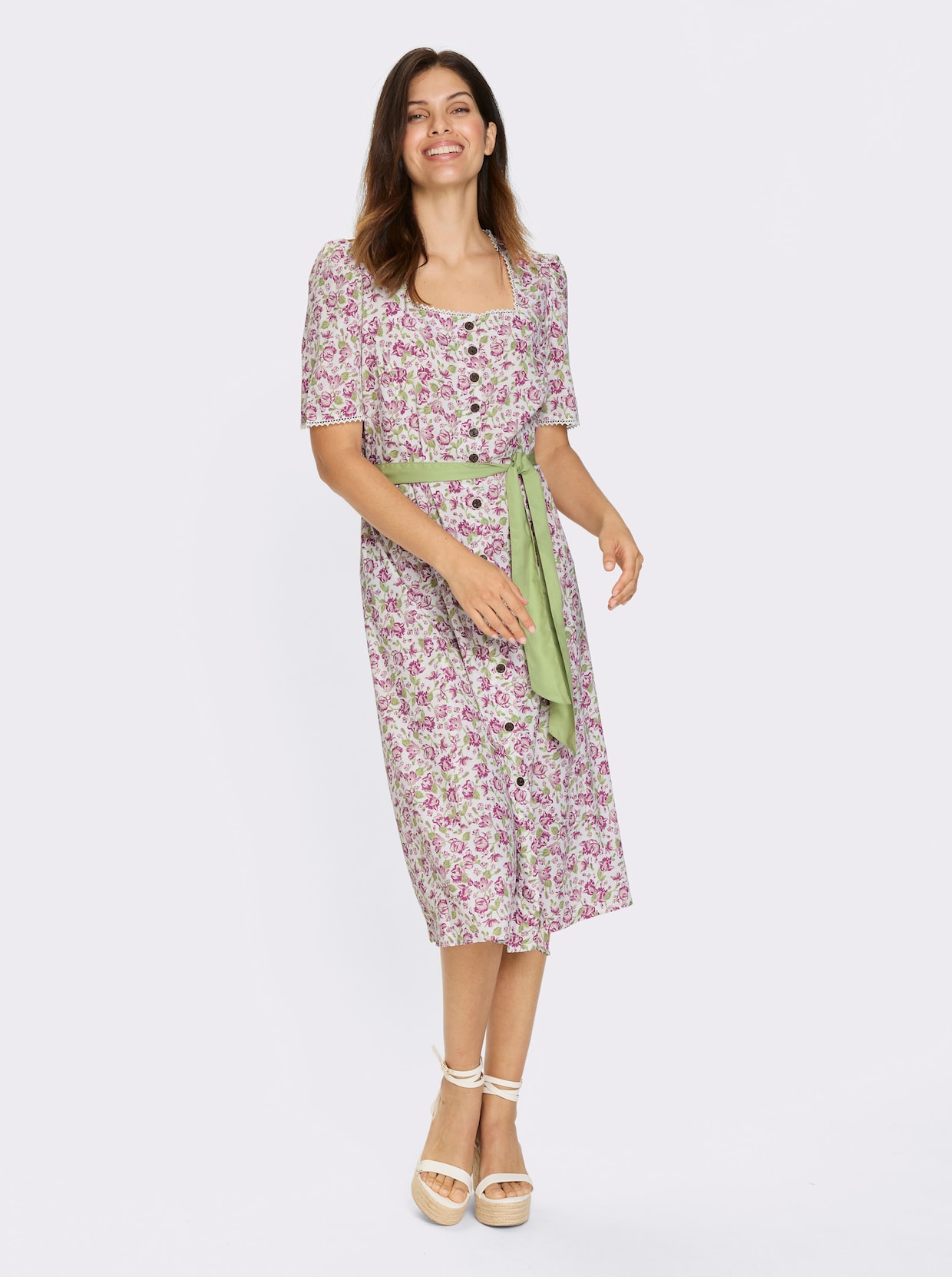 Trachtenkleid - rosenquarz-lindgrün-bedruckt