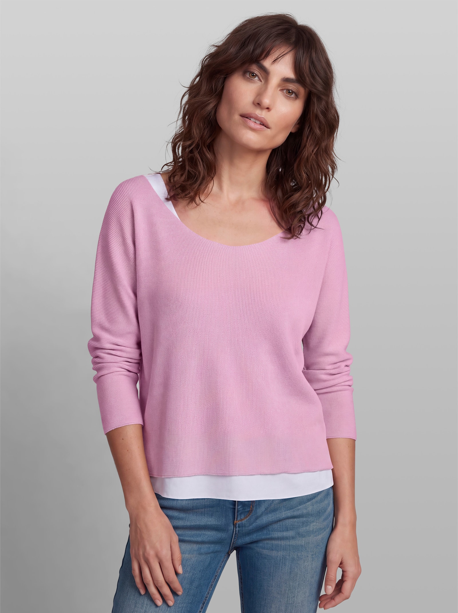 heine 2-in-1-Shirt aus Waffelpiqué - rosé