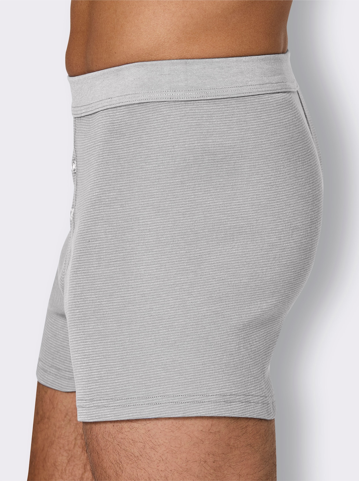 wäschepur men Boxershorts - hellgrau-geringelt