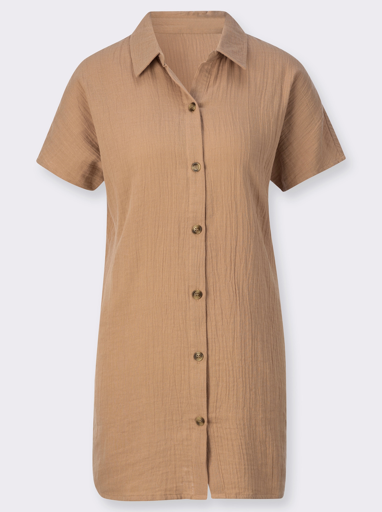 Longbluse mit Knopfleiste - camel