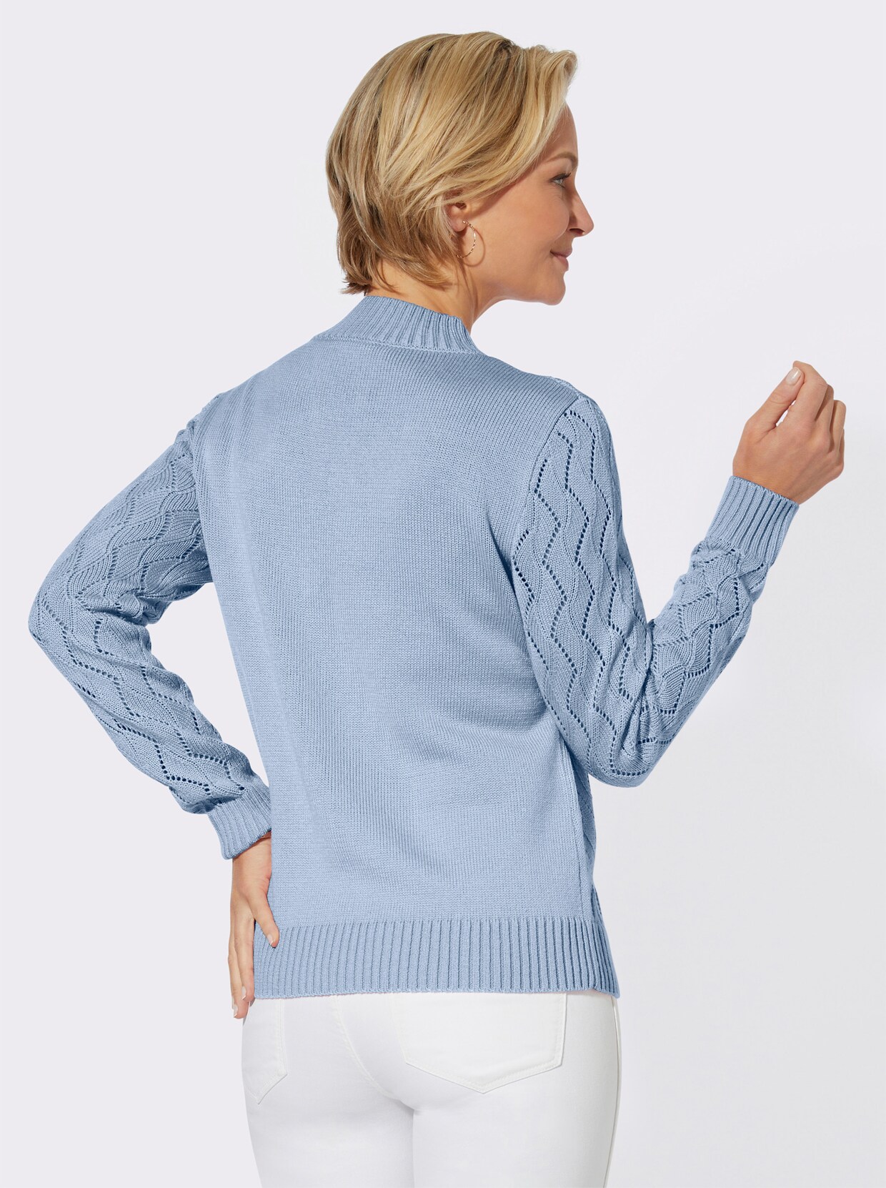 Stehkragenpullover - hellblau