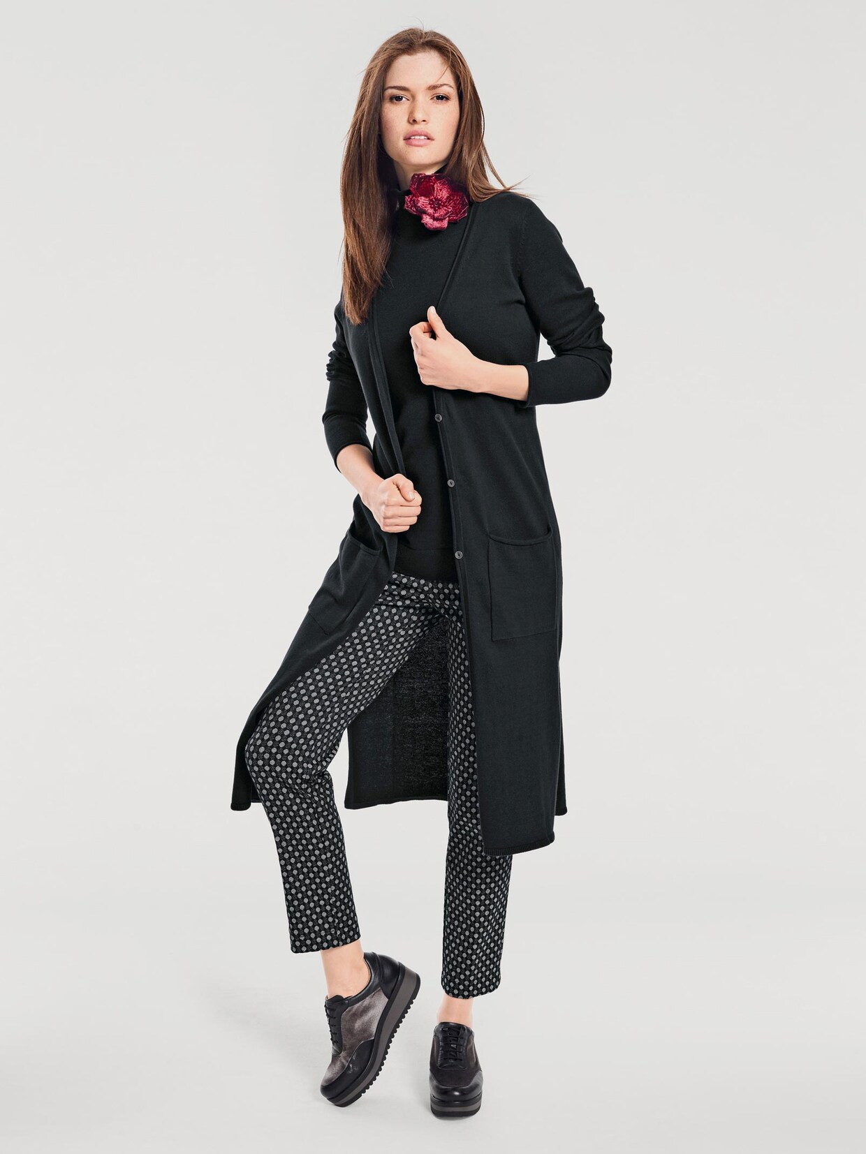 Linea Tesini Long-Strickjacke - schwarz