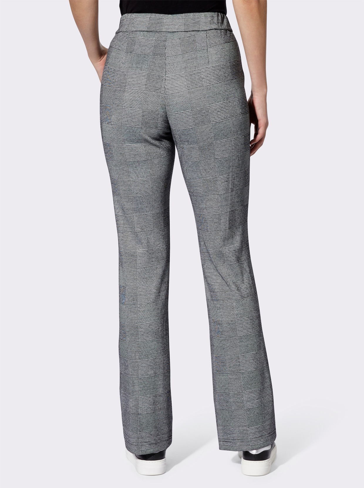heine Jerseybroek - zwart/ecru geruit