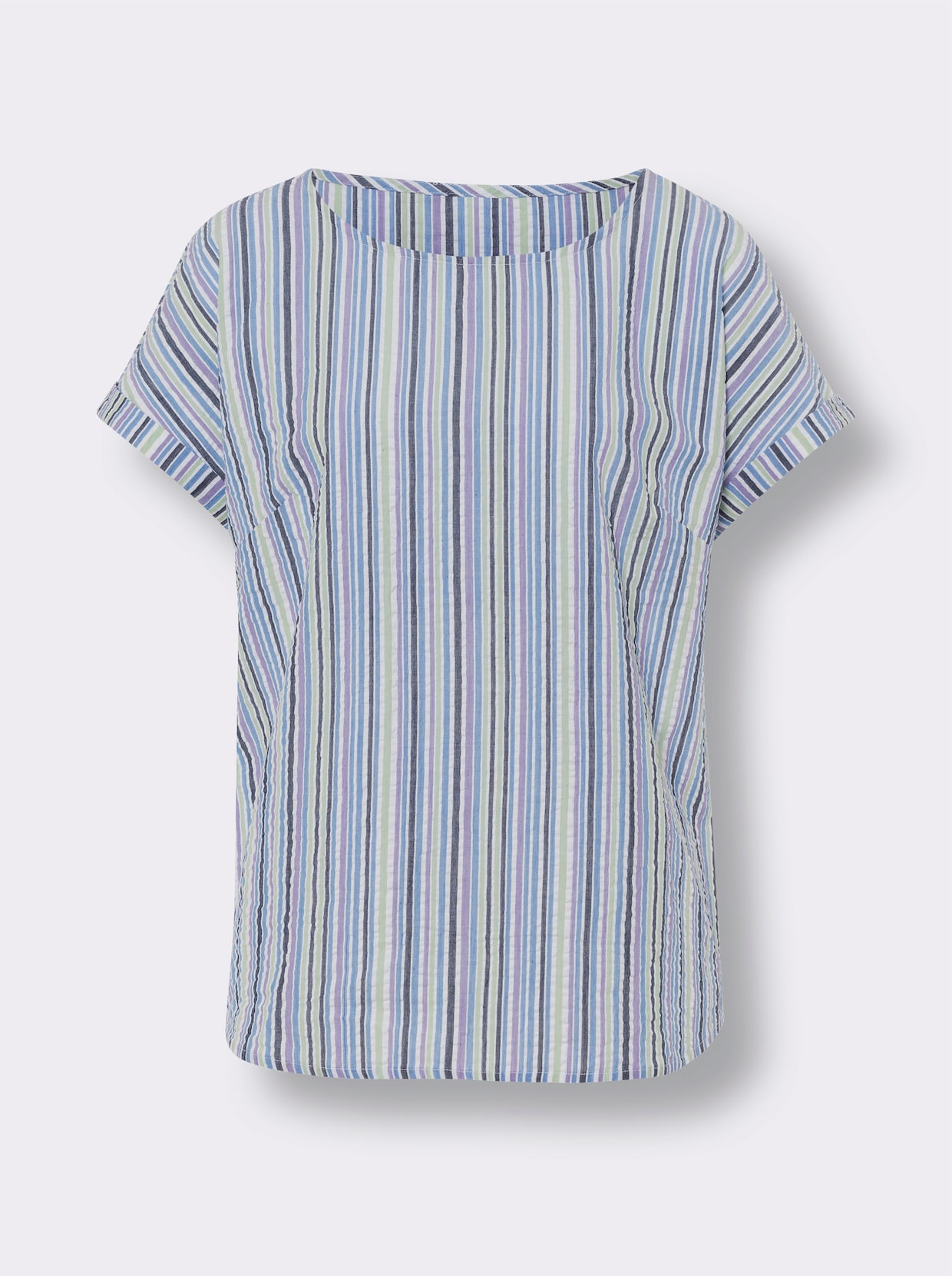 Comfortabele blouse - wit/lavendel gestreept