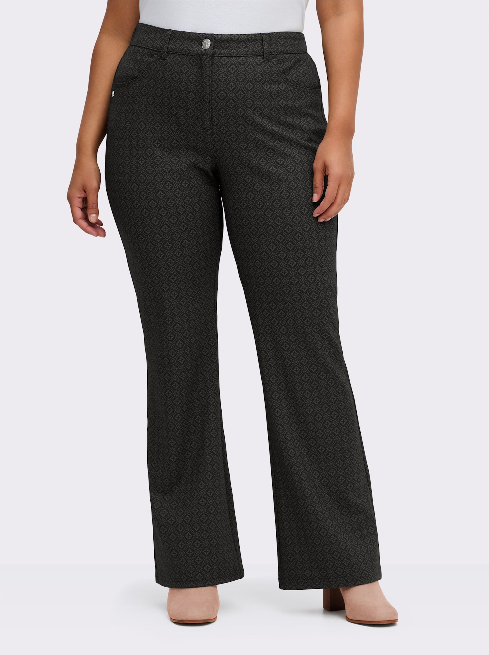 sheego Bootcuthose mit Jacquard-Kacheldruck - graphit-grau-gemustert