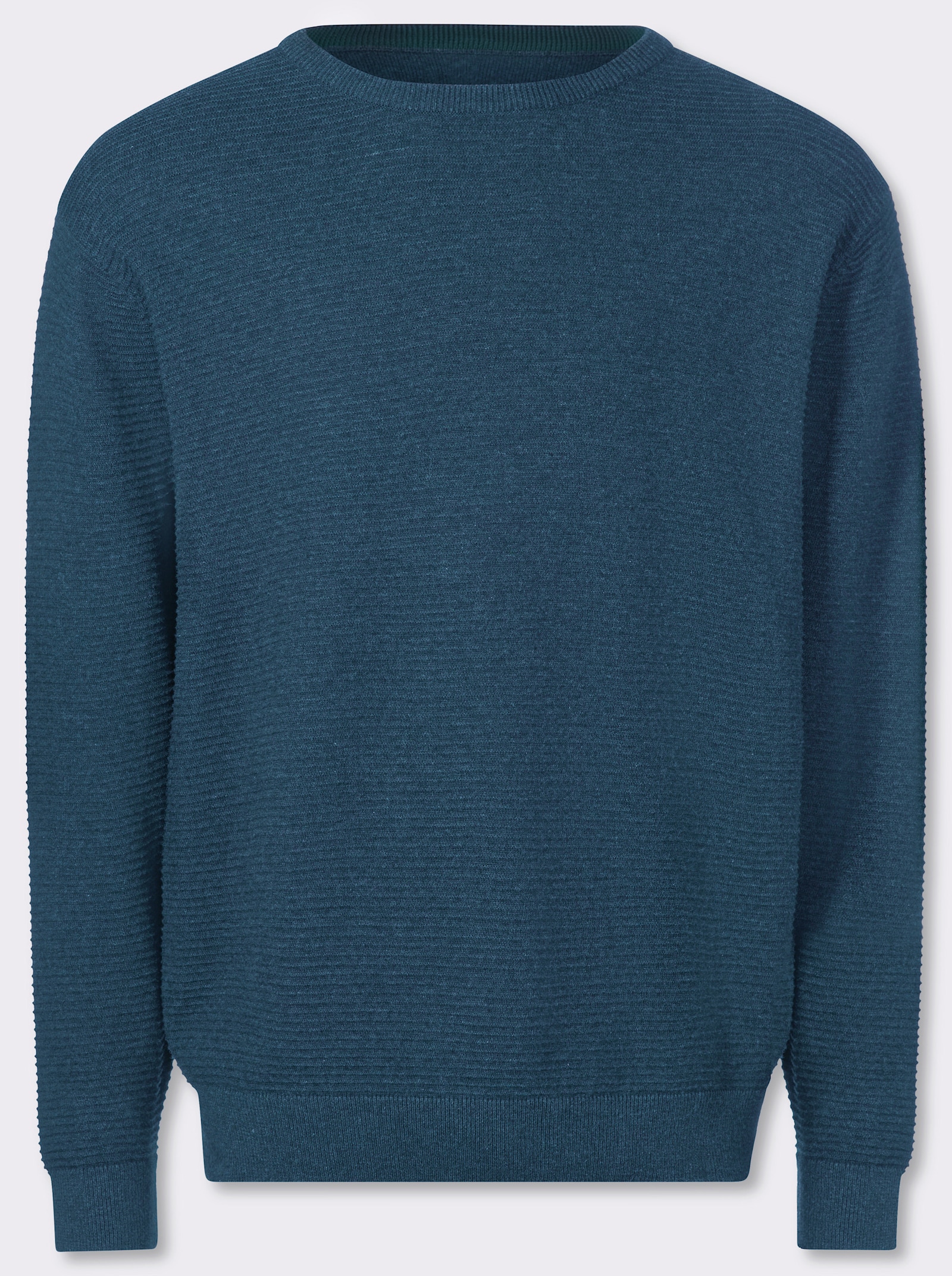 Marco Donati Rundhalspullover mit Linksstrick-Muster - jeansblau-meliert