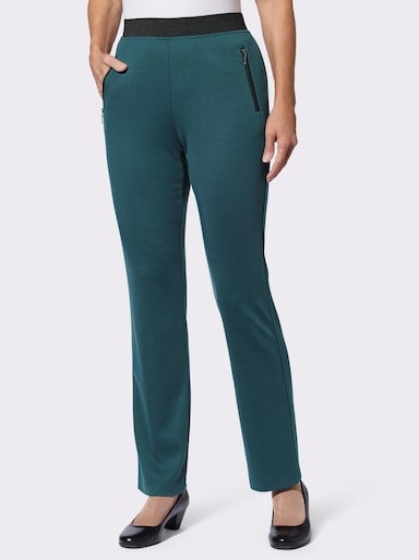 Jerseyhose mit Rundum-Dehnbund - petrol + petrol-schwarz-kariert