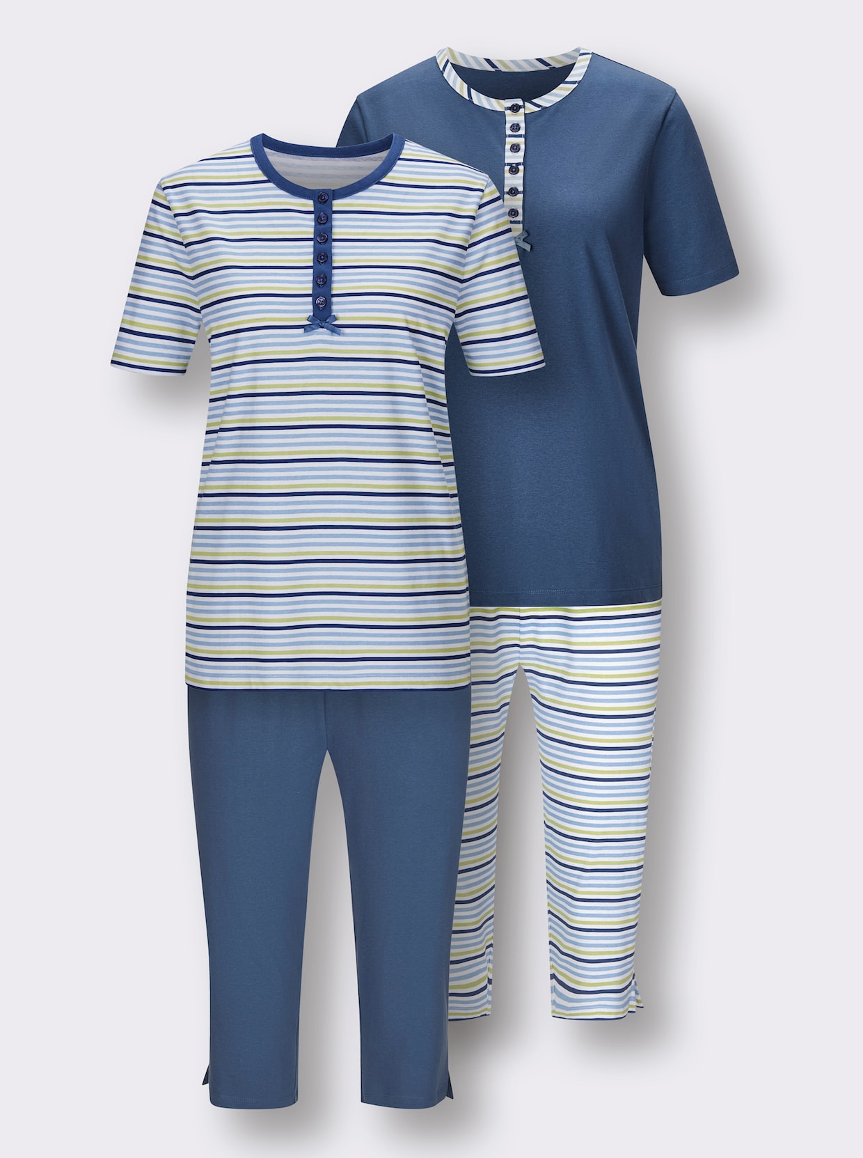 wäschepur Capri-Anzüge - jeansblau + jeansblau-geringelt