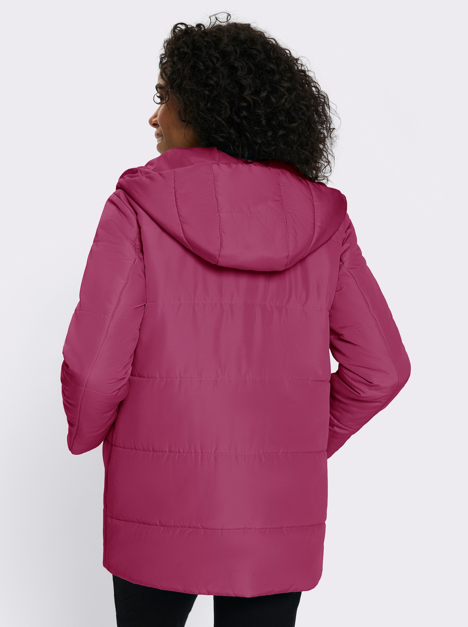 Gewatteerde jas met capuchon - malve