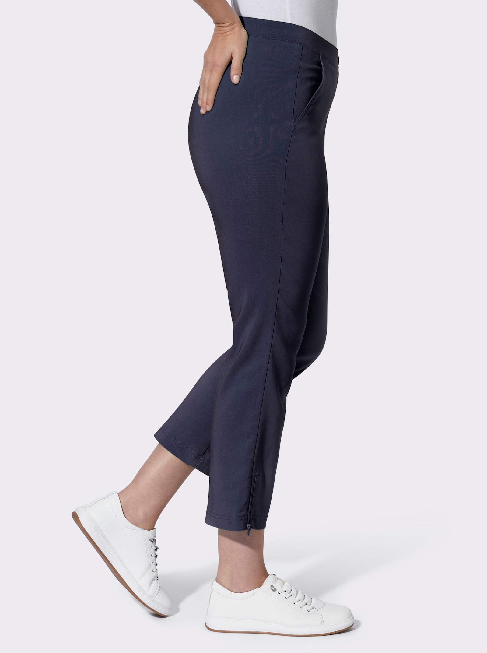 7/8-broek met ritssluitingen aan de zoom - marine