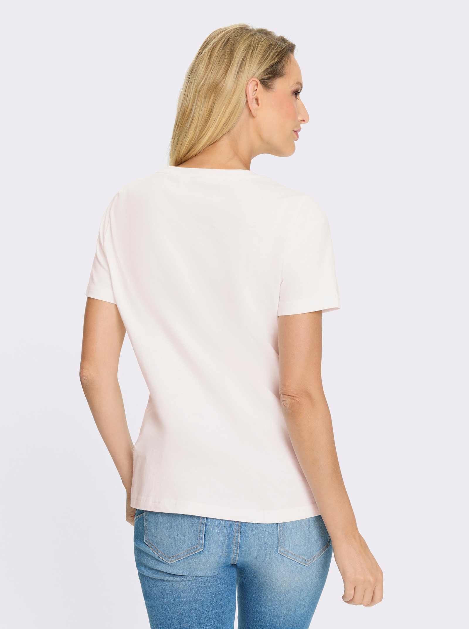 heine T-Shirt mit Glitzersteinchen - ecru