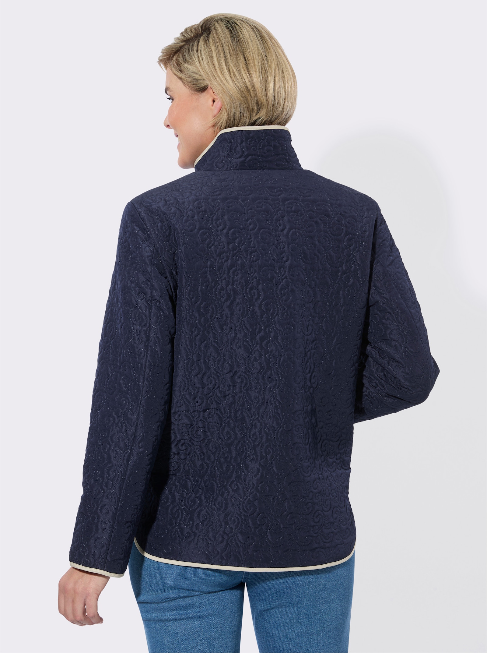 Steppjacke mit Kontrast-Paspelierung - marine