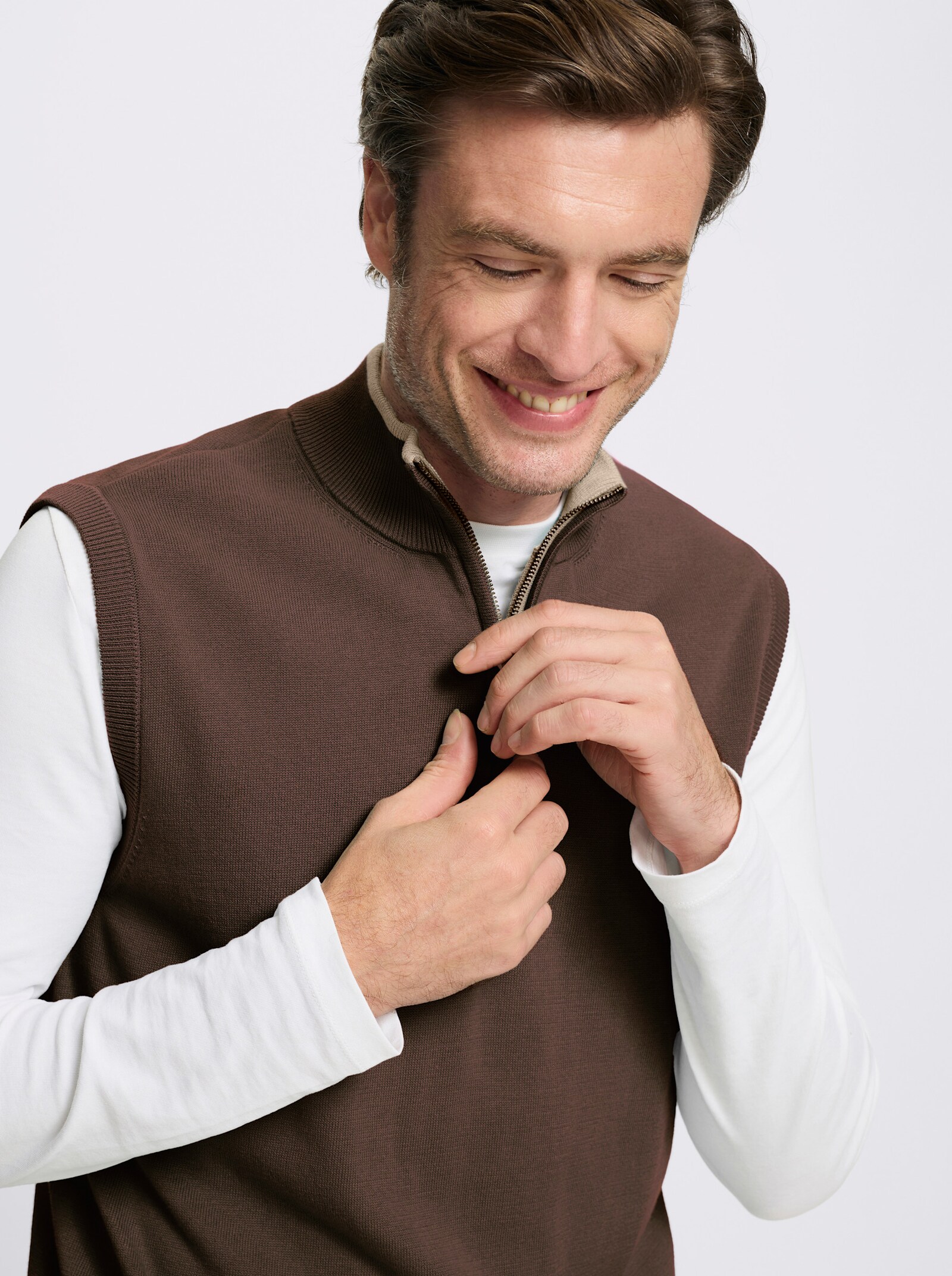 Catamaran Pullunder mit Stehkragen und Reißverschluss - schoko