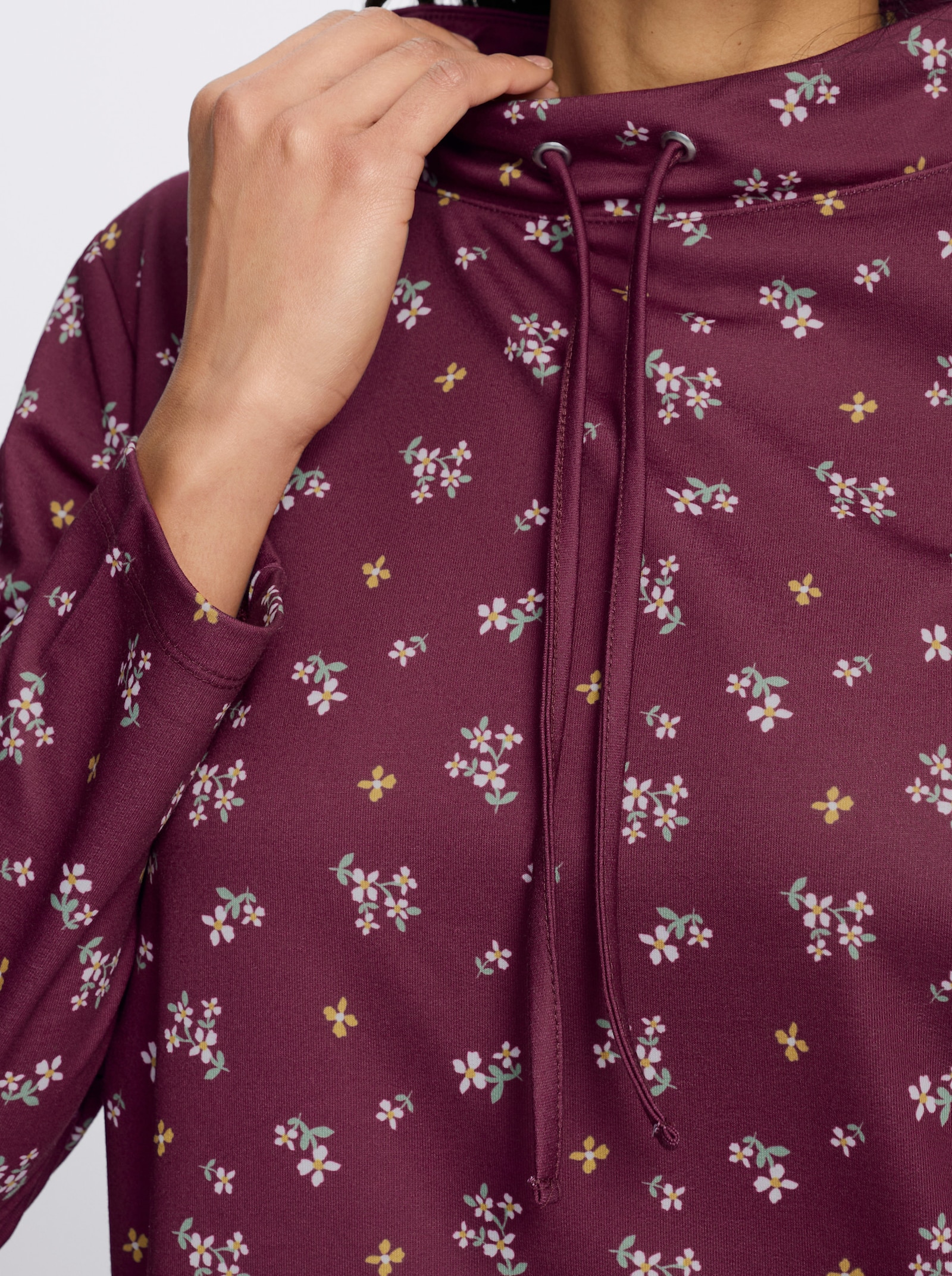 Sweatshirt im floralen Dessin - bordeaux-ecru-bedruckt