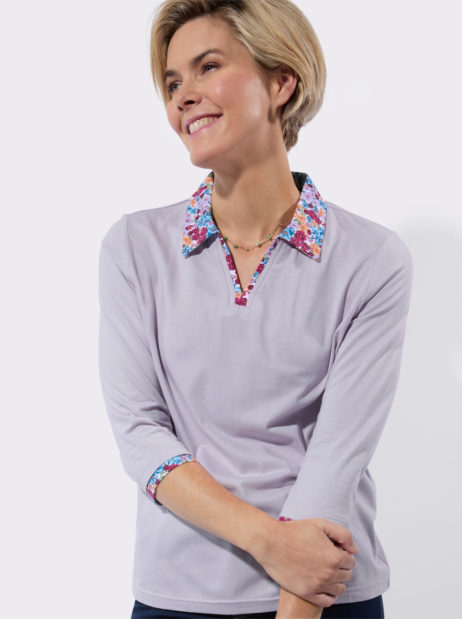 Poloshirt mit vielen Details - flieder