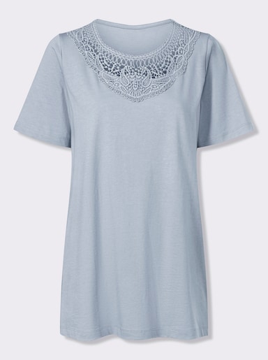 Longshirt mit Spitzeneinsatz - hellblau