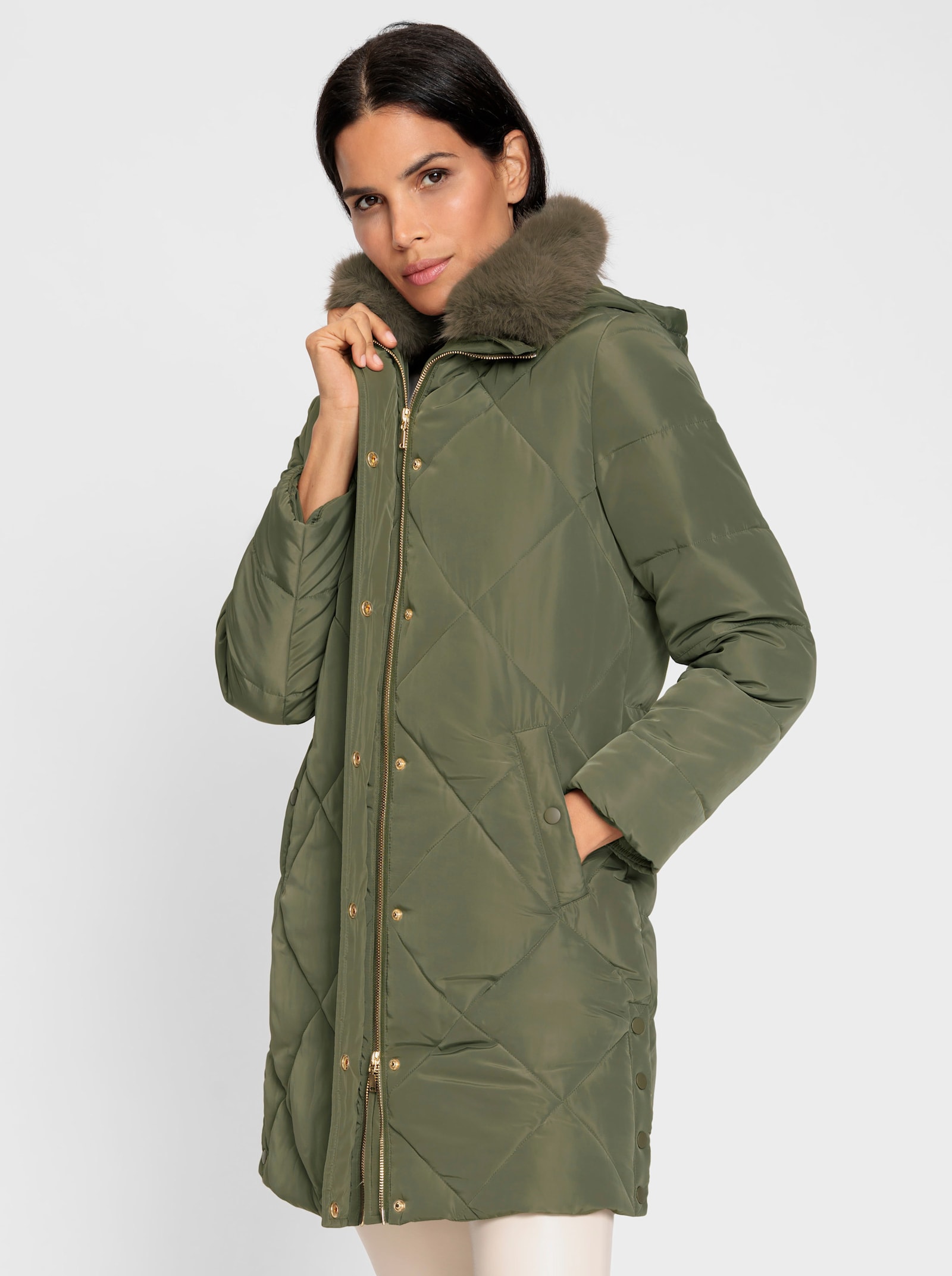 heine Steppjacke mit Seitenschlitzen - khaki